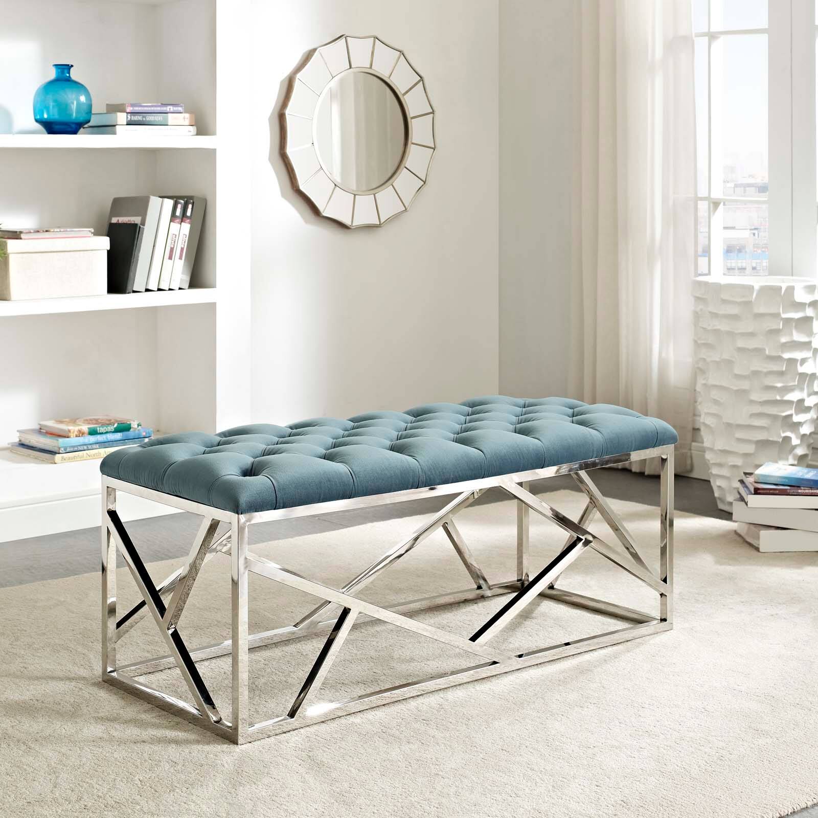Front. Modway - Intersperse Bench by Modway - Sea Blue.