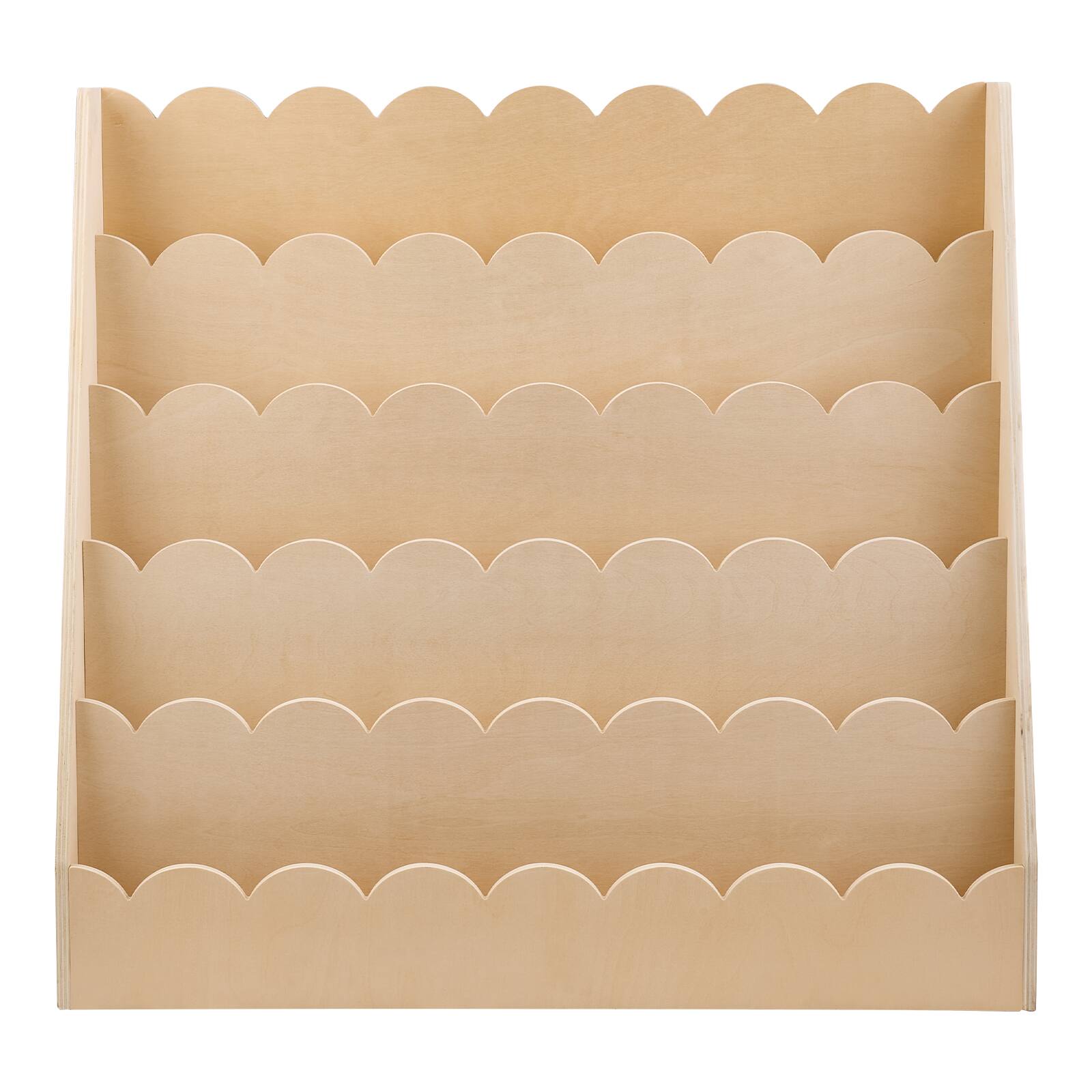 Alt View 5. VEVOR - Montessori 5-Tier Kids Bookshelf with Scalloped Design, Front-Facing Toddler Bookcase, Includes Dual Hooks for Backpacks - Light brown.