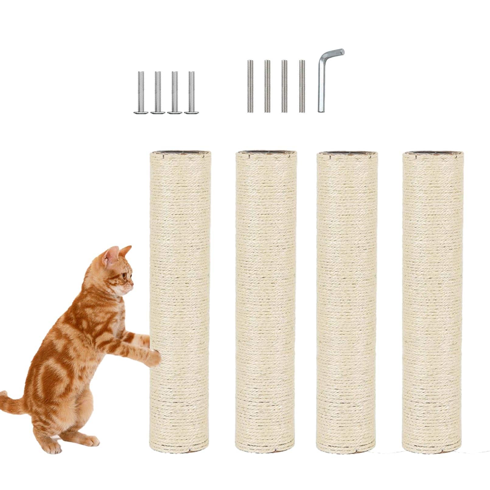 Hirose Alice - 4 Cat Replacement For Indoor 15 7 X Cats Tree Parts Jute Pole Part Scratch Posts Refill With M8 Screws Spar - 【4 Pcs+White 】