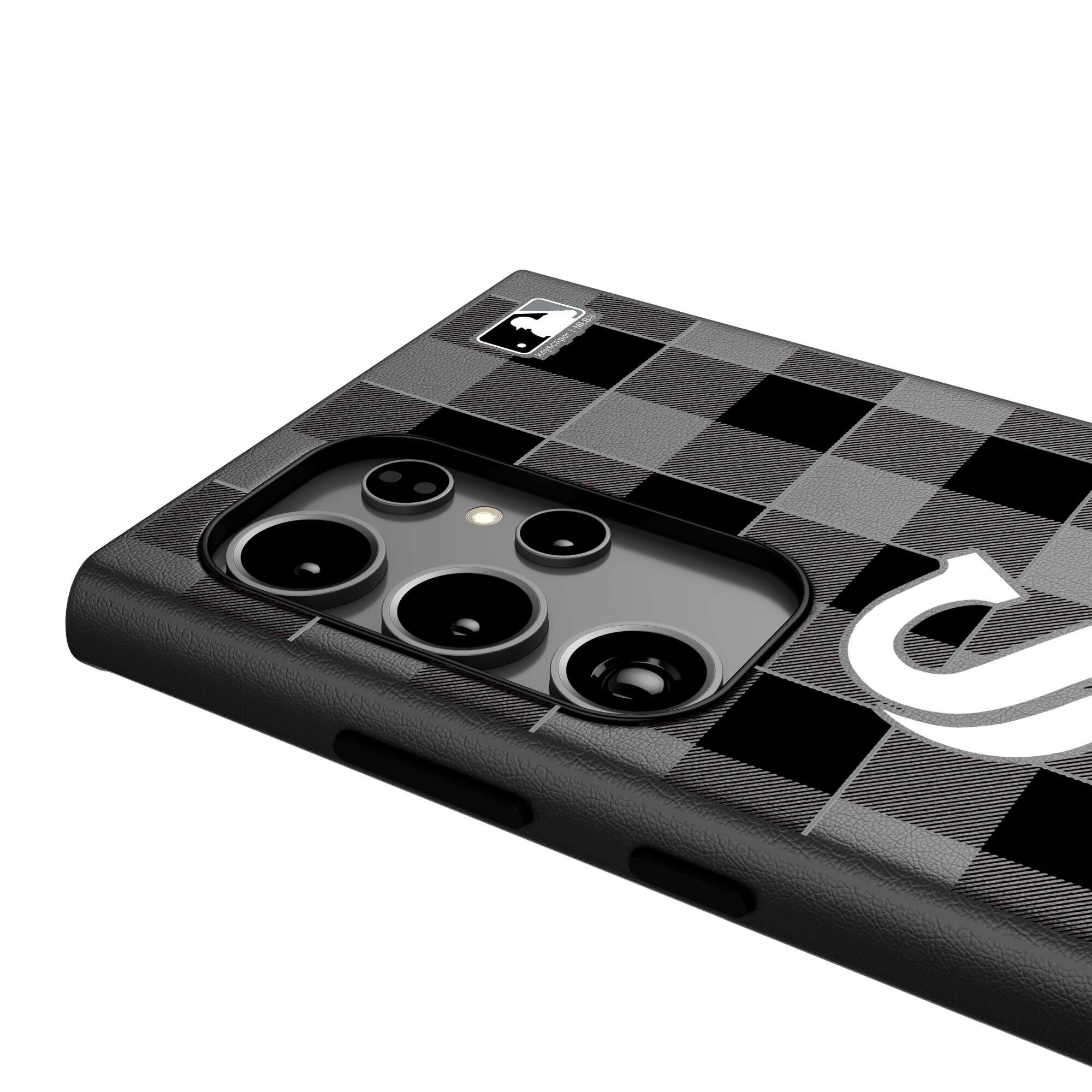 Alt View 3. Keyscaper - Chicago White Sox Plaid Galaxy Magnetic Bump Case - S24 Ultra - Black.