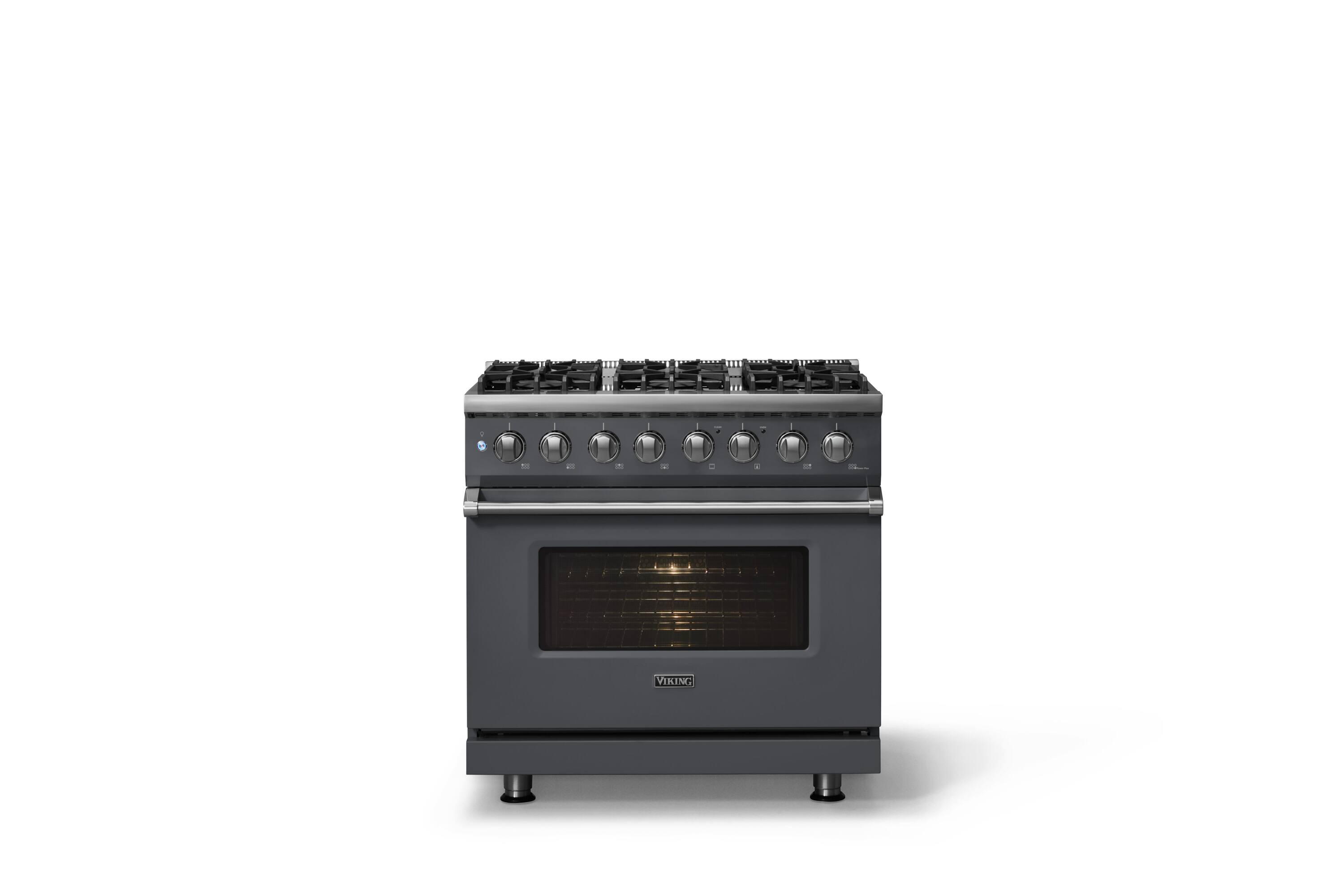 Alt View 1. Viking - 36 in. Wide 6 Burner Pro 5 Series 5.6 Cu. Ft. Freestanding Sealed LP Dual Fuel Convection Range - Cast Black - Cast Black.