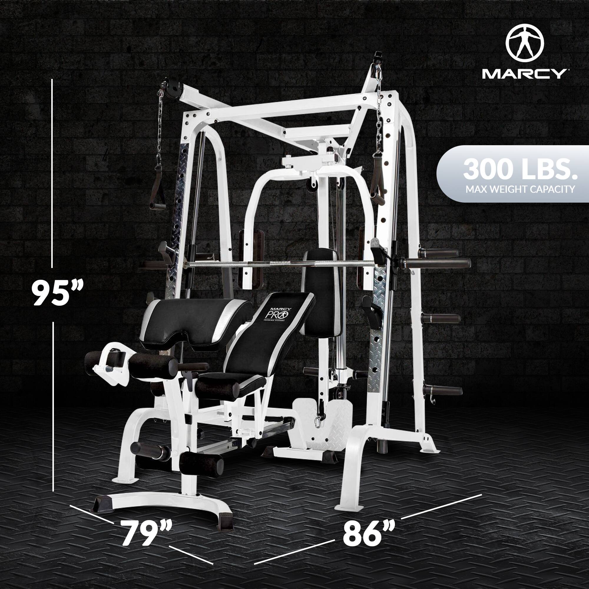 MARCY  
300 LBS. MAX WEIGHT CAPACITY  
95"  
MARCY PRO  
79"  
86"