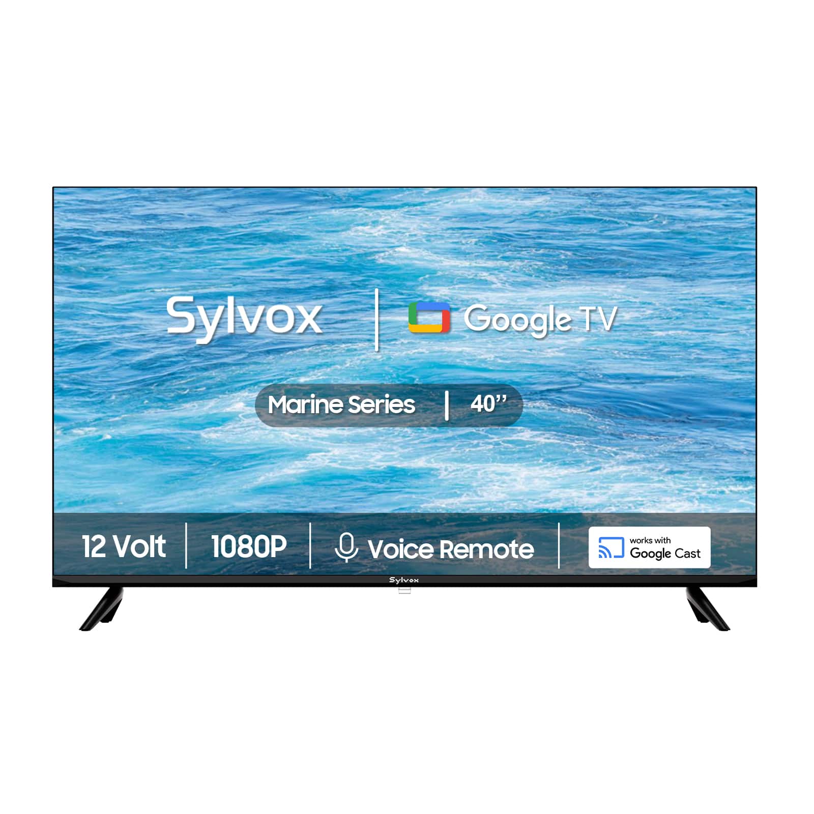 Sylvox - 40" 12V RV Smart TV with Built-in DVD Player – Full HD 1080p Google TV, AC/DC Powered Television for Camper (Marine)