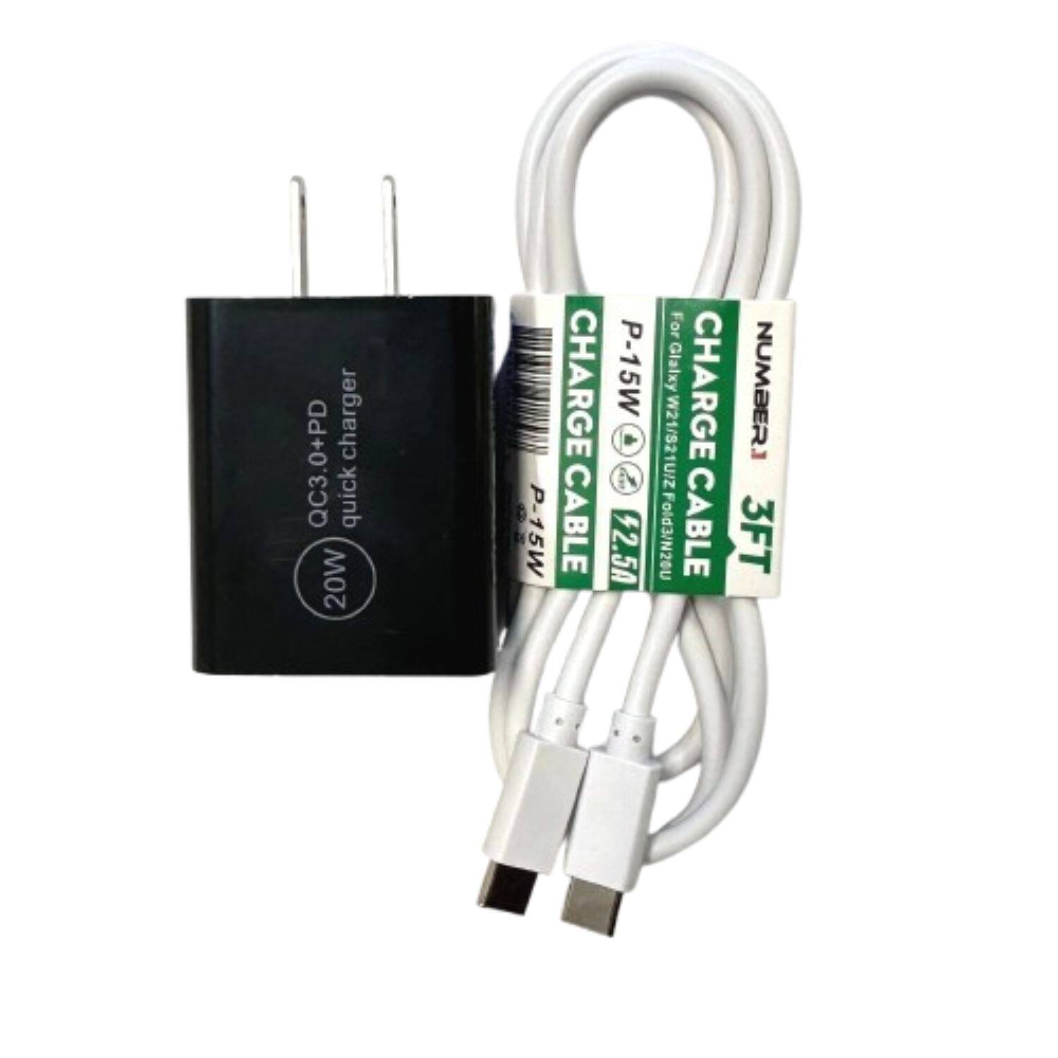 Charger QC3.0+PD quick 20W  
For CHARGE P-15W Galaxy CHARGE  
Number 1  
Cable P-15W 2.5A  
Cable 3FT  
Fold3/N20U