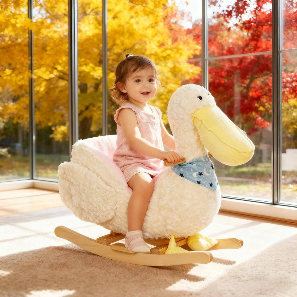 Siljoy - Plush Pelican Rocking Horse for Toddlers, with Sound, Safety Belt, 18-36 Months, 55 lb Capacity - White price history on PriceWatchPro