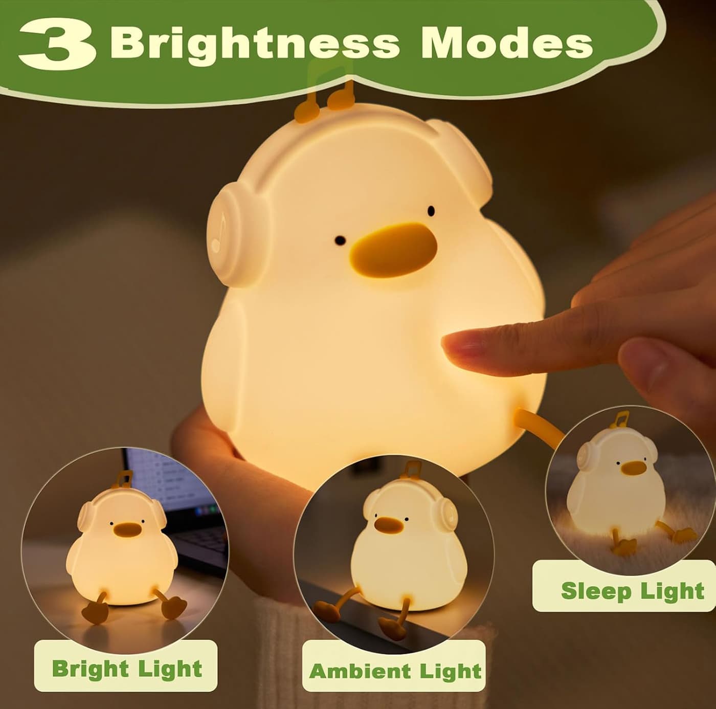 3 Brightness Modes  
- Sleep Light  
- Bright Light  
- Ambient Light