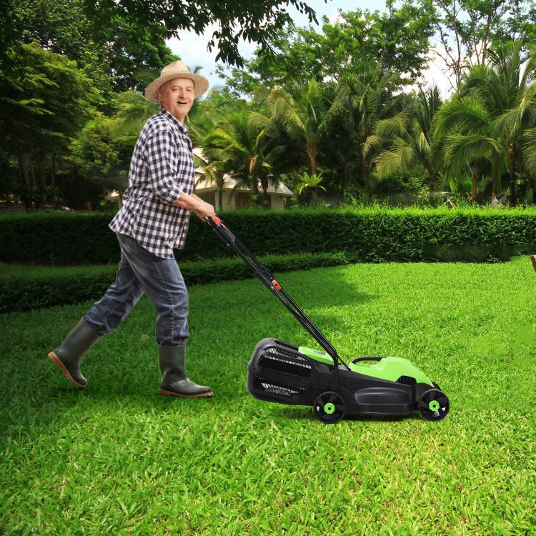 Alt View 6. SKONYON - 13 Inch Corded Electric Lawn Mower with Grass Bag - Green.