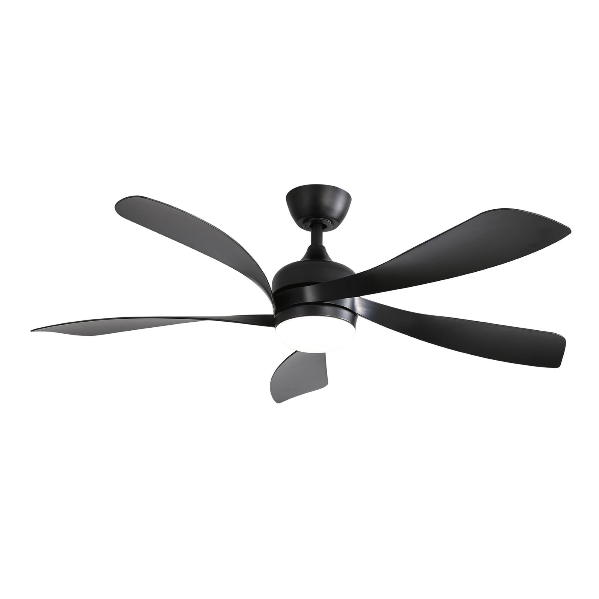 Angle. ELEMENT ACE - 52 Inch Modern Ceiling Fan With Dimmable LED Light and Remote Control Featuring Reversible DC Motor - Black.