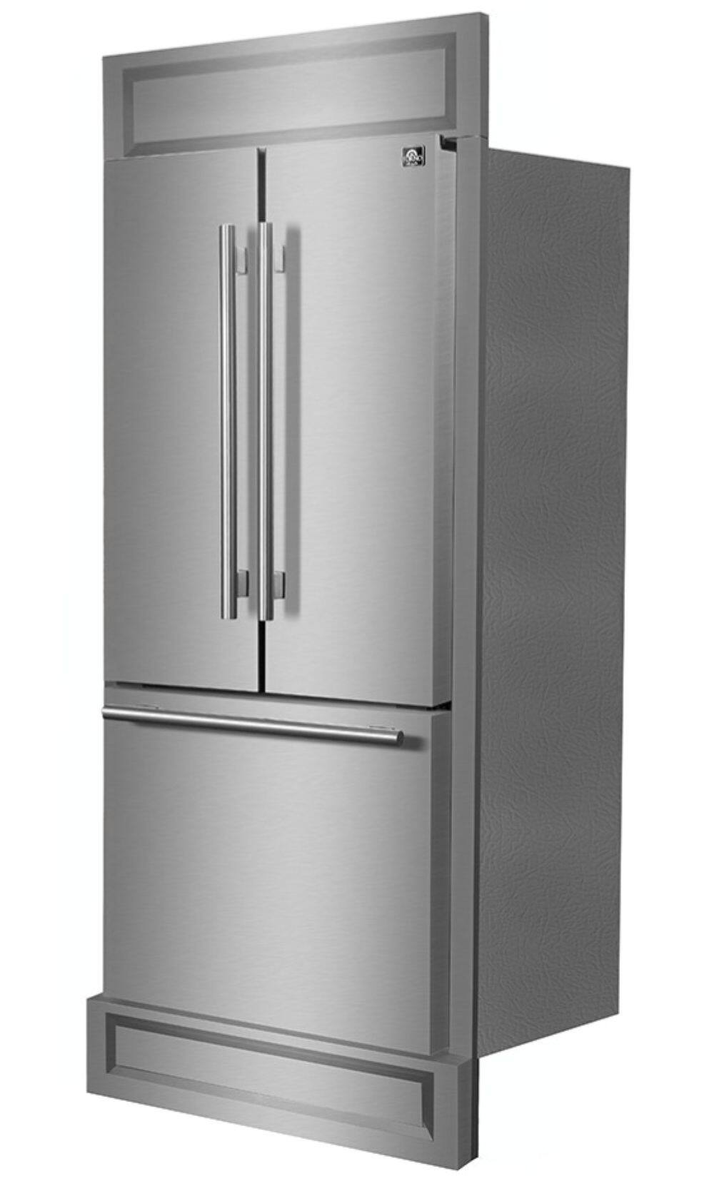 Left. Forno Appliances - Gallipoli 17.5 Cu. Ft. French Door Refrigerator with No Frost Technology - Stainless Steel VCM.