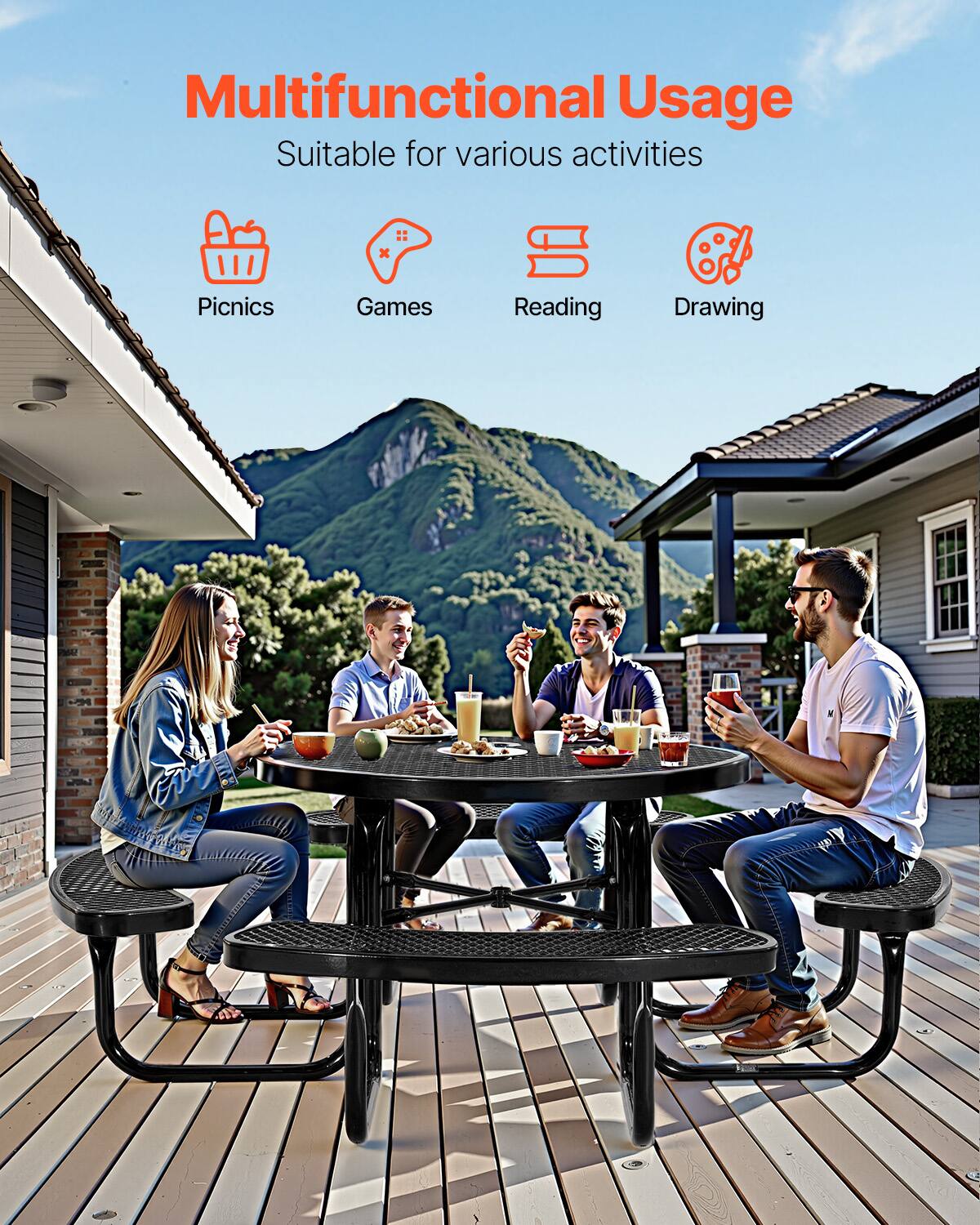 Multifunctional Usage  
Suitable for various activities  

- Picnics  
- Games  
- Reading  
- Drawing