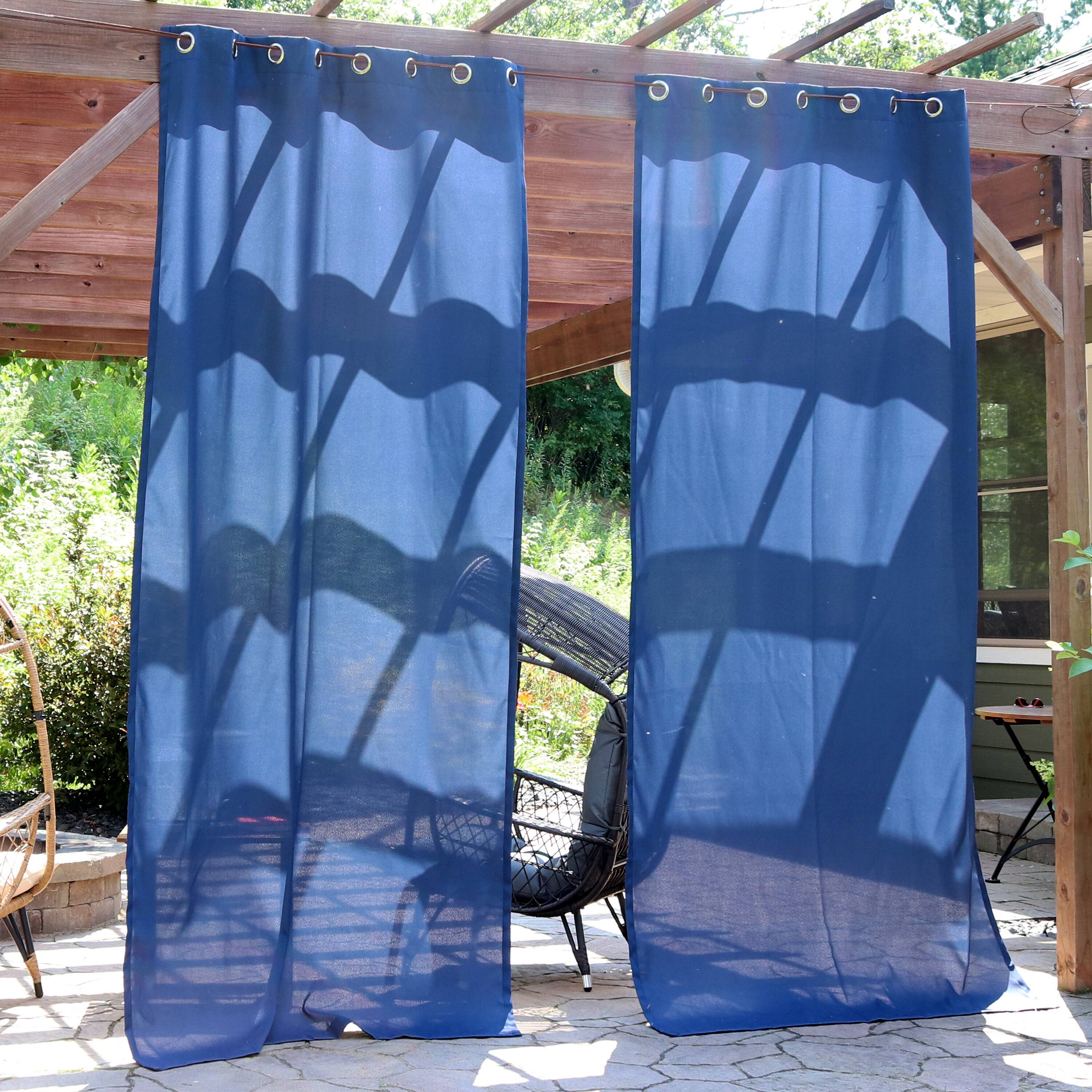 Alt View 1. Sunnydaze - Indoor and Outdoor Curtain Panel - 52 in x 120 in - Set of 2 - Blue.