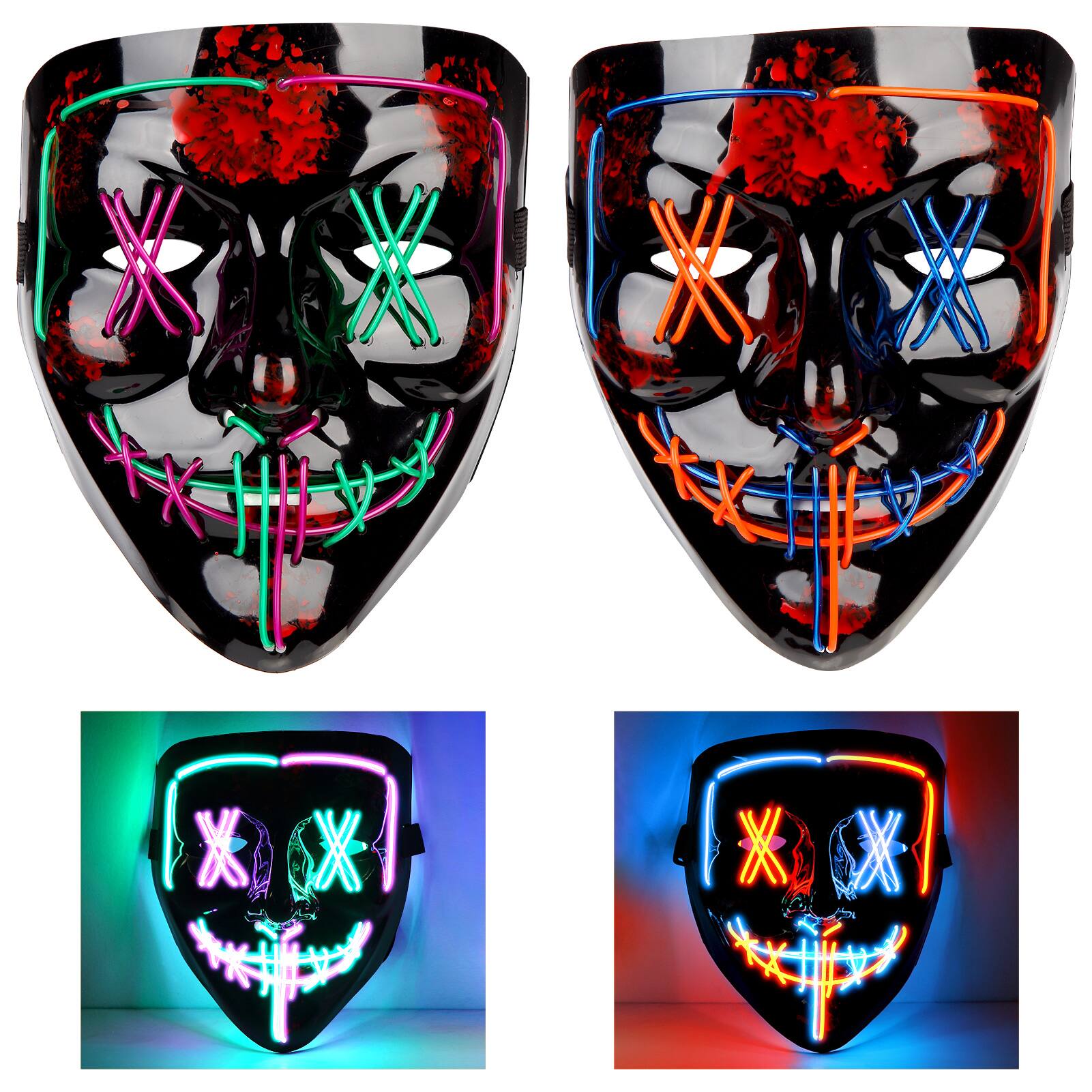 Front. Acekool - 2PACK Halloween Led Mask Light Up Scary Mask Purge Mask.