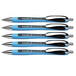 Schneider - Rave Retractable Ballpoint Pen, ViscoGlide Ink, 1.4 mm, Black, Pack of 5