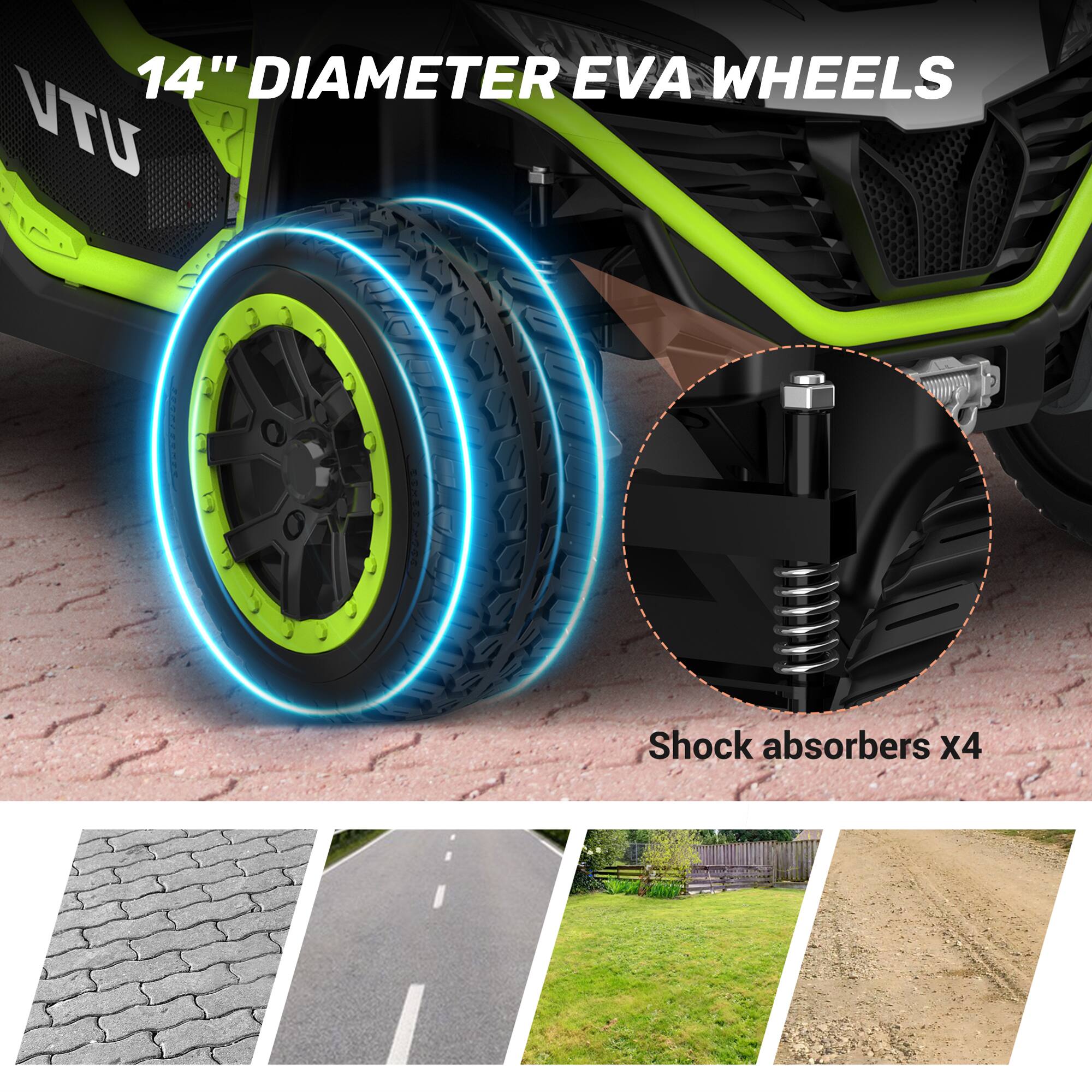 14" DIAMETER EVA WHEELS UTV  
Shock absorbers x4