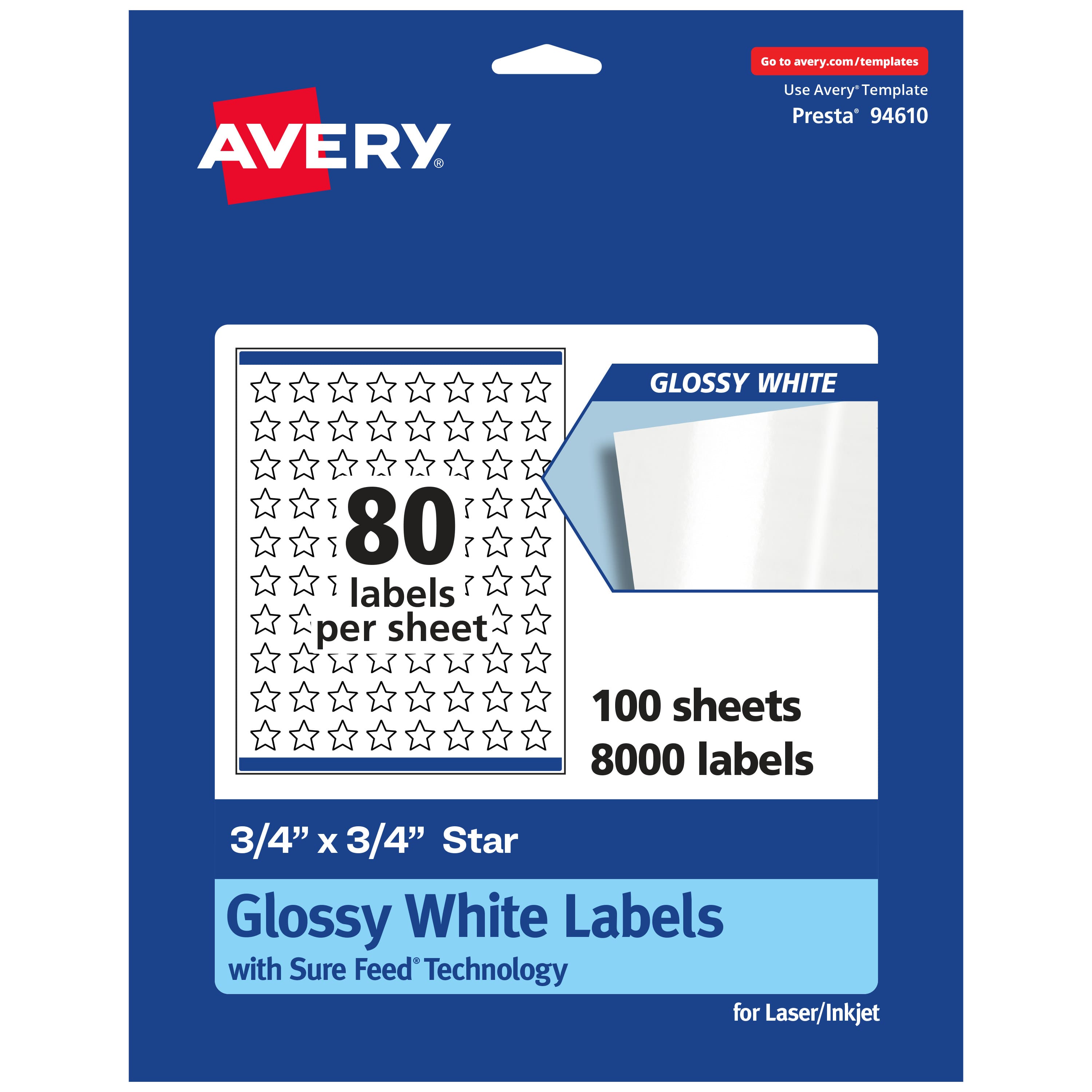 "Avery - Glossy Star Labels, 3/4"" x 3/4"", 8,000 Total - White" price history on PriceWatchPro