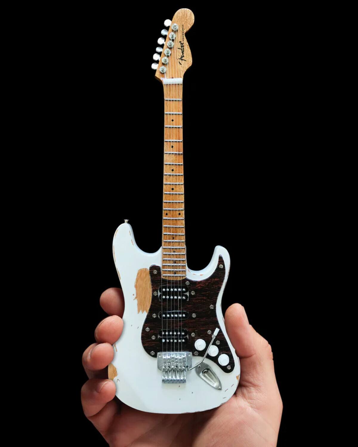 Alt View 3. Axe Heaven - Motley Crue - Axe Heaven Fender Stratocaster Vintage White Mini Guitar Replica MM-262   - Collectibles - Multicolor.