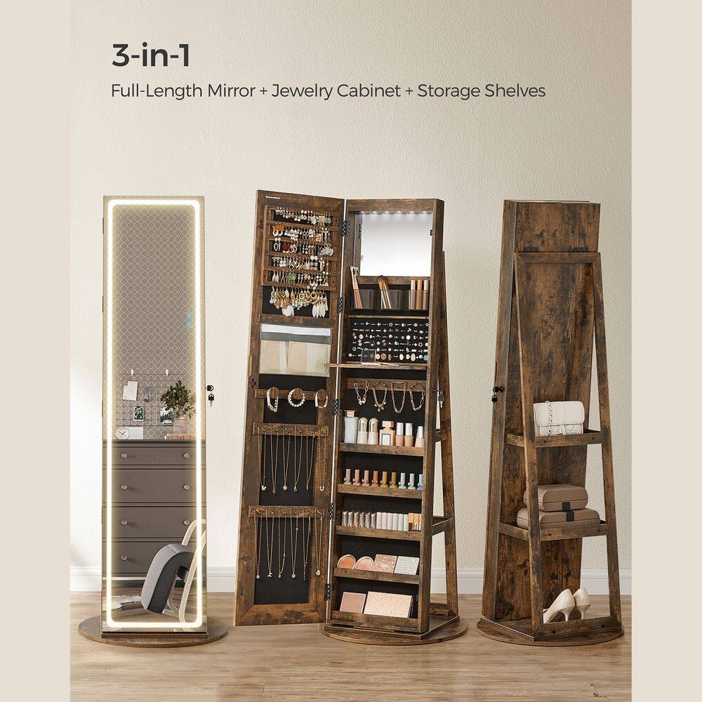3-in-1  
Full-Length Mirror + Jewelry Cabinet + Storage Shelves