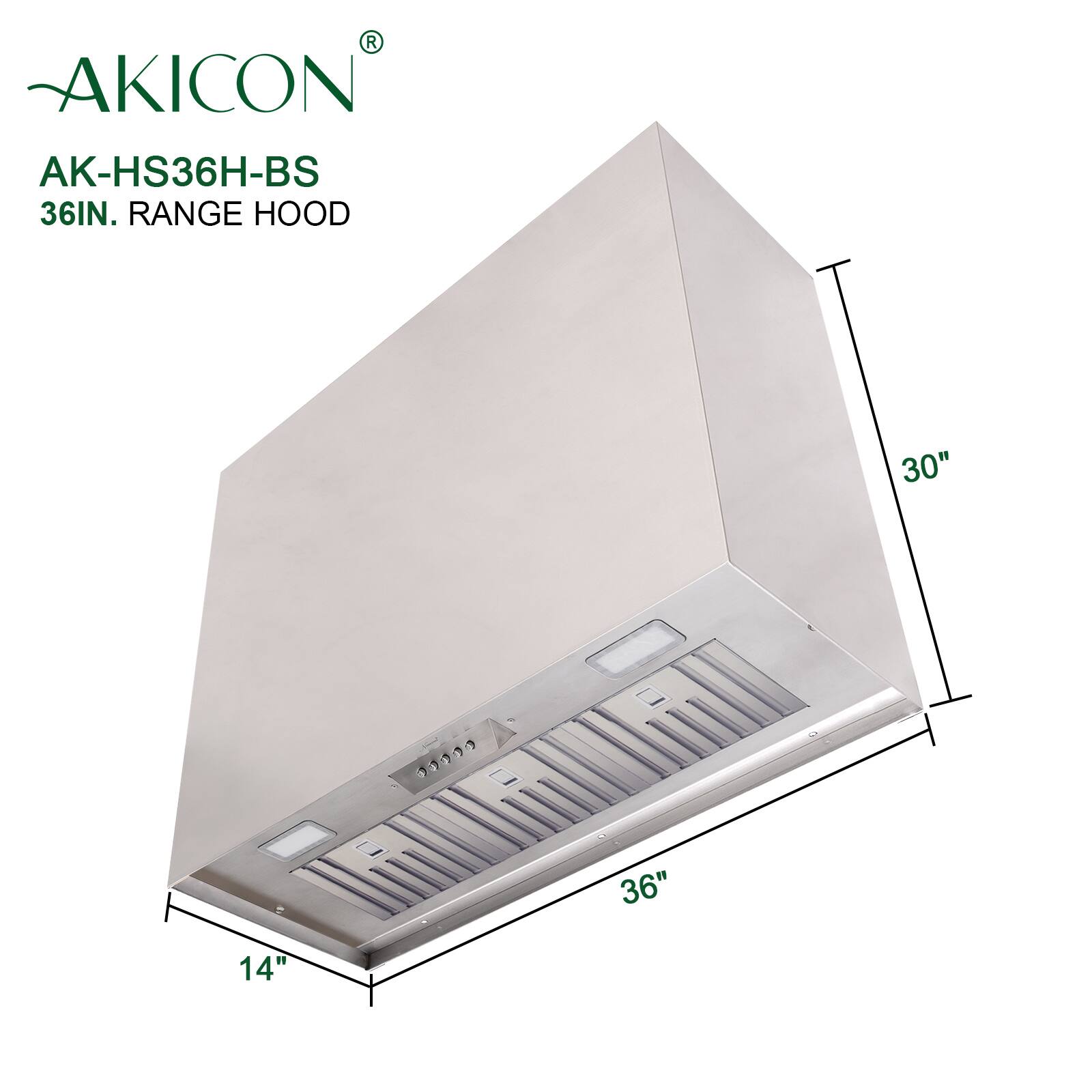 AKICON AK-HS36H-BS 36IN. RANGE HOOD 30" 1 11 36" 14"