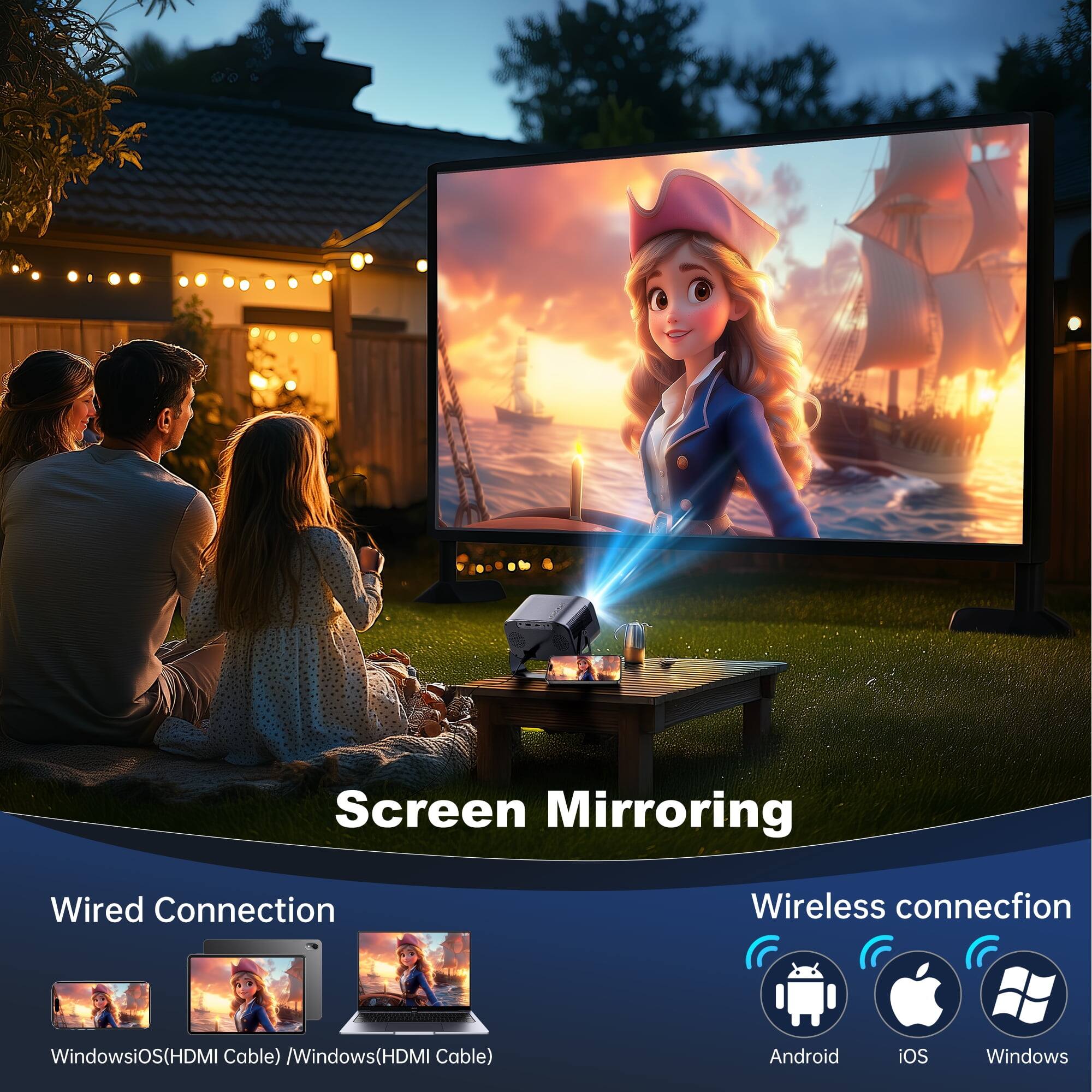 Screen Mirroring

Wired Connection
Windows/iOS (HDMI Cable) / Windows (HDMI Cable)

Wireless connection
Android iOS Windows