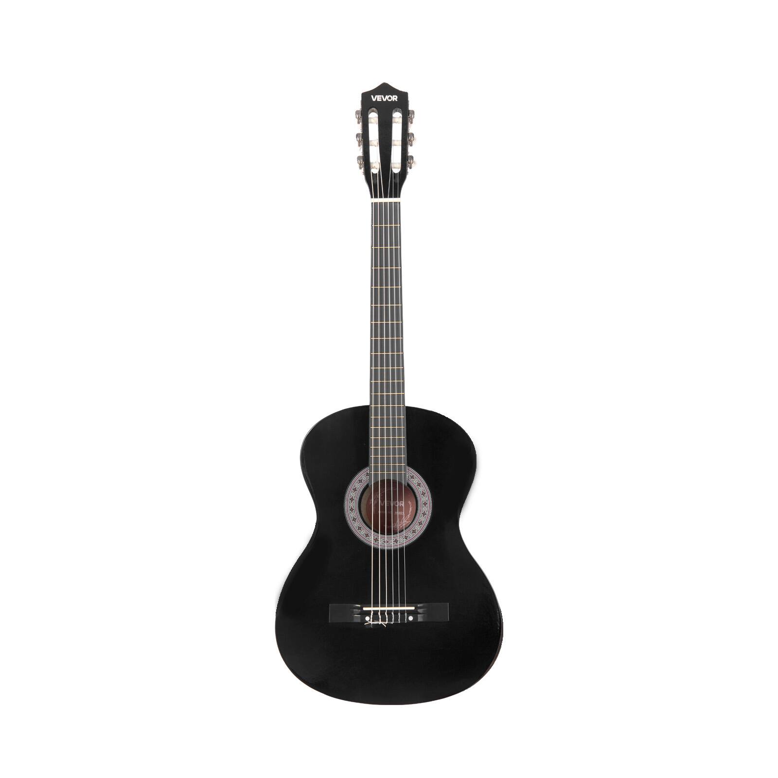 Alt View 5. VEVOR - 38-Inch Classical Guitar Starter Set, Wooden Acoustic Guitar for Beginners, Includes Nylon Strings, Carry Bag, Strap - Black.