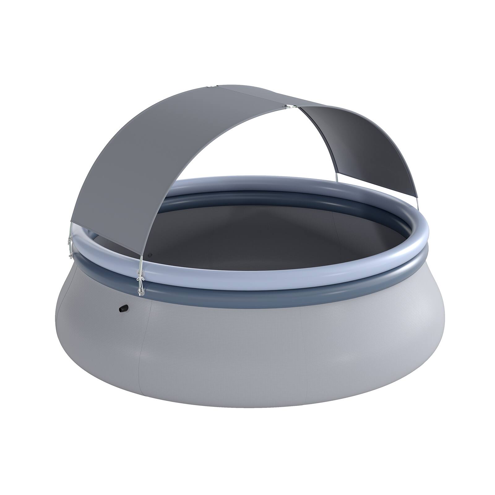 Alt View 9. Costway - Costway Outdoor Inflatable Pool, Round Blow Up Pool with Sunshade Canopy for Adults - Blue + Gray.