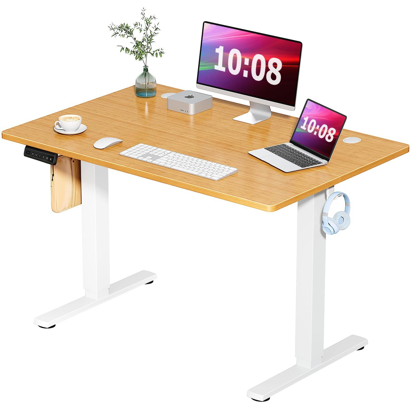 Hirose Alice - SMUG Standing Desk, Electric Height Adjustable Computer Desk for Home Office, Sit Stand up Work Gaming Tabl - Natural 48" x 24"
