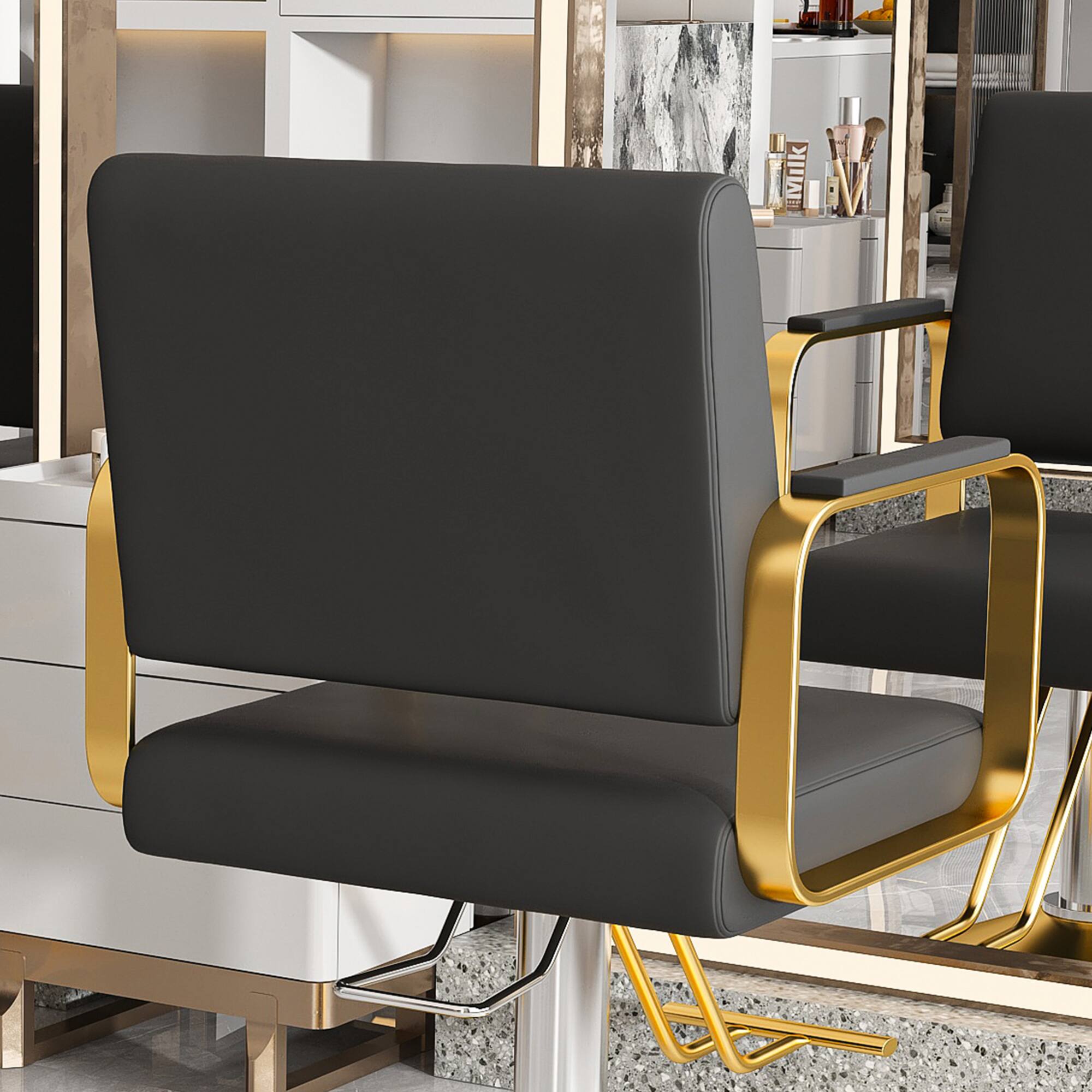 Angle. GOODSILO - Professional Hydraulic Salon Chair with 360 Degree Swivel and Height Adjustment for Hairdressing and Beauty Services - Black.