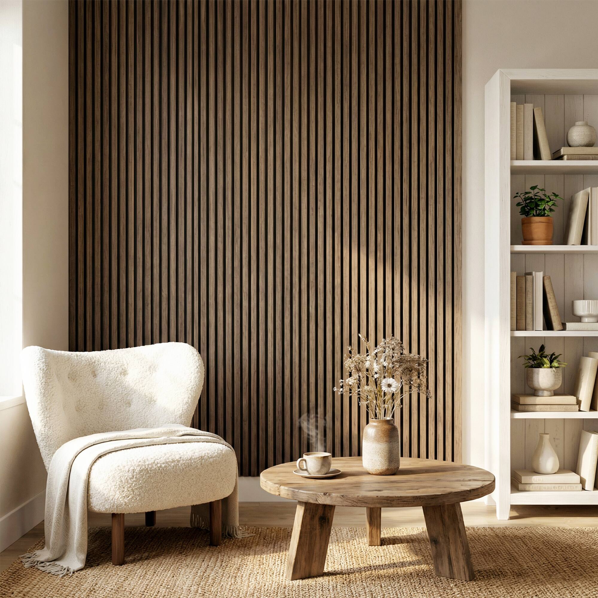 Alt View 8. Homcom - x 24" Wood Panels for Wall, 4 Pack Acoustic Panels, Sound Absorbing Slat Wall for Wall Decor - Walnut.