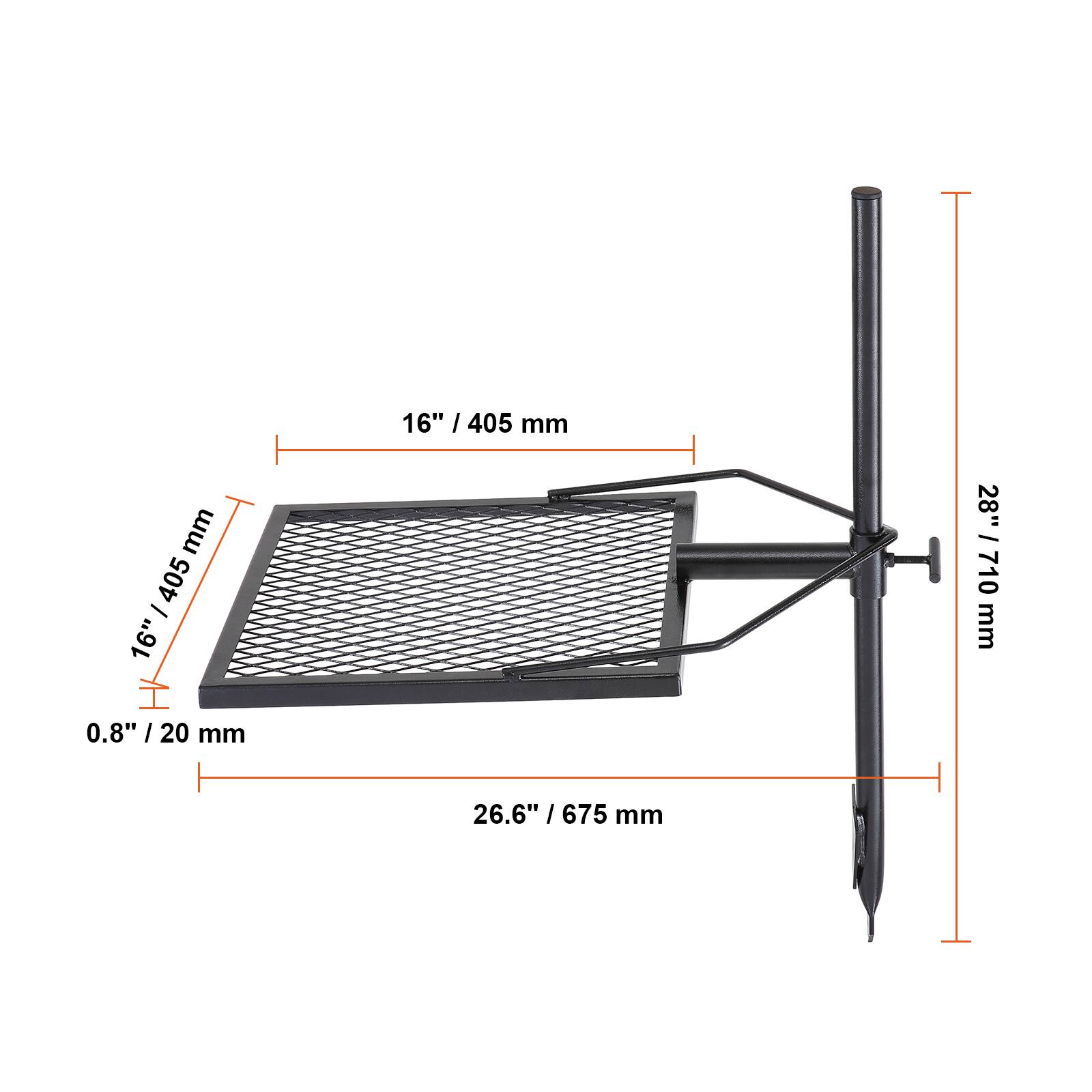 - 16" / 405 mm
- 0.8" / 20 mm
- 26.6" / 675 mm
- 28" / 710 mm