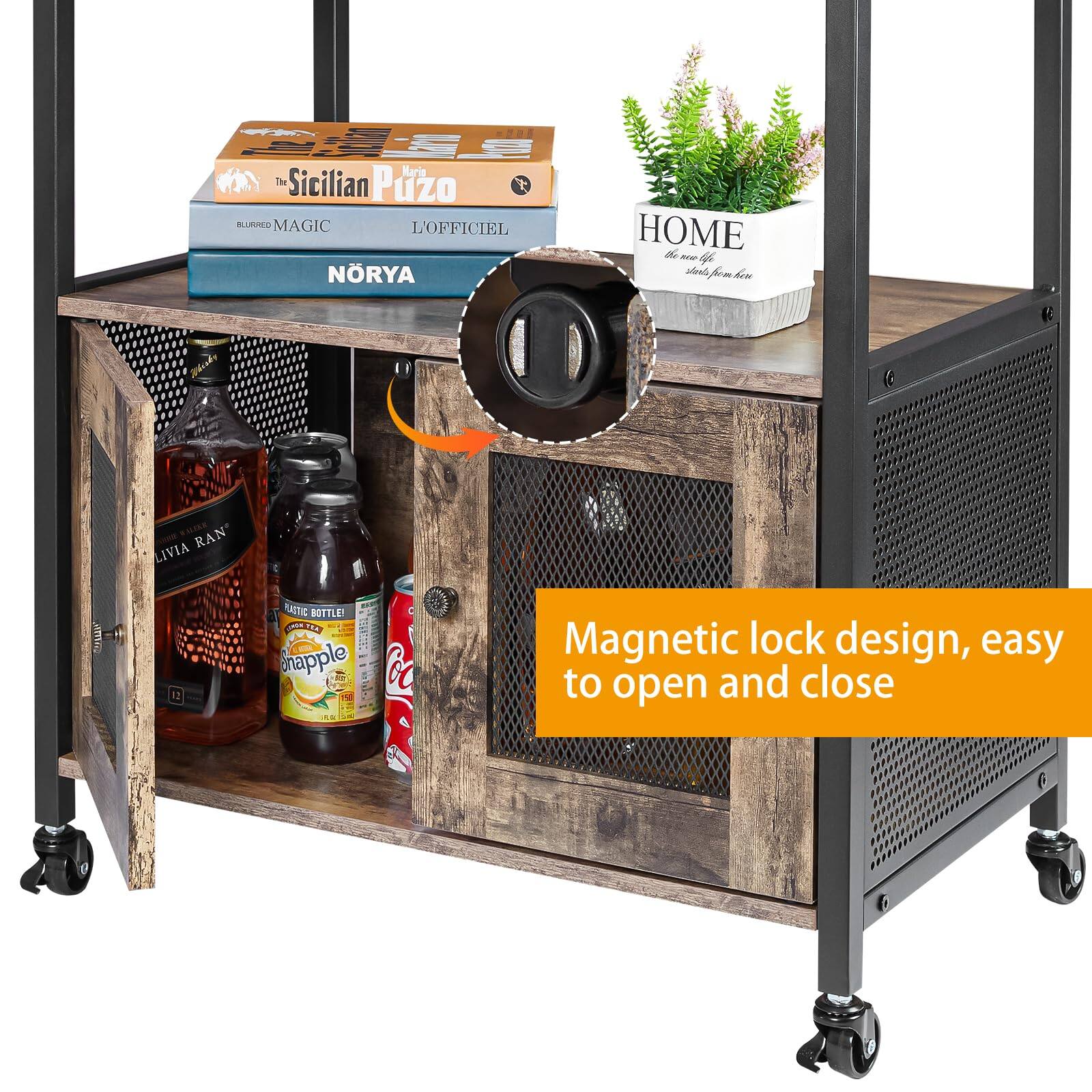 The Best Inks Coffee Bar Cabinet 3 Tiers Kitchen Cart With Drawer For ...