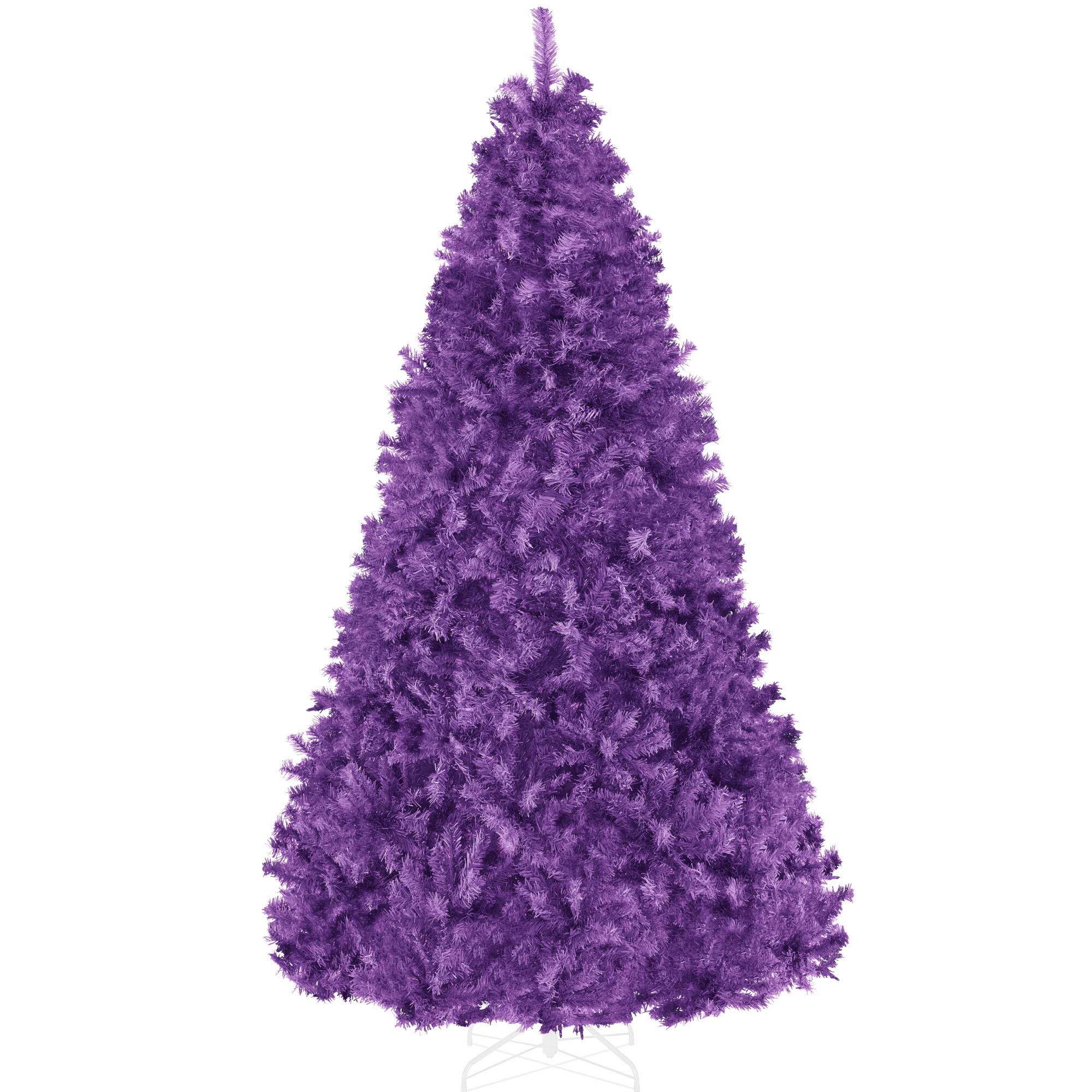 Front. Best Choice Products - Best Choice Products Artificial Christmas Tree, 6ft Premium Unlit Pine Design, Dense Branches  w/Easy Assembly - Purple - Purple.