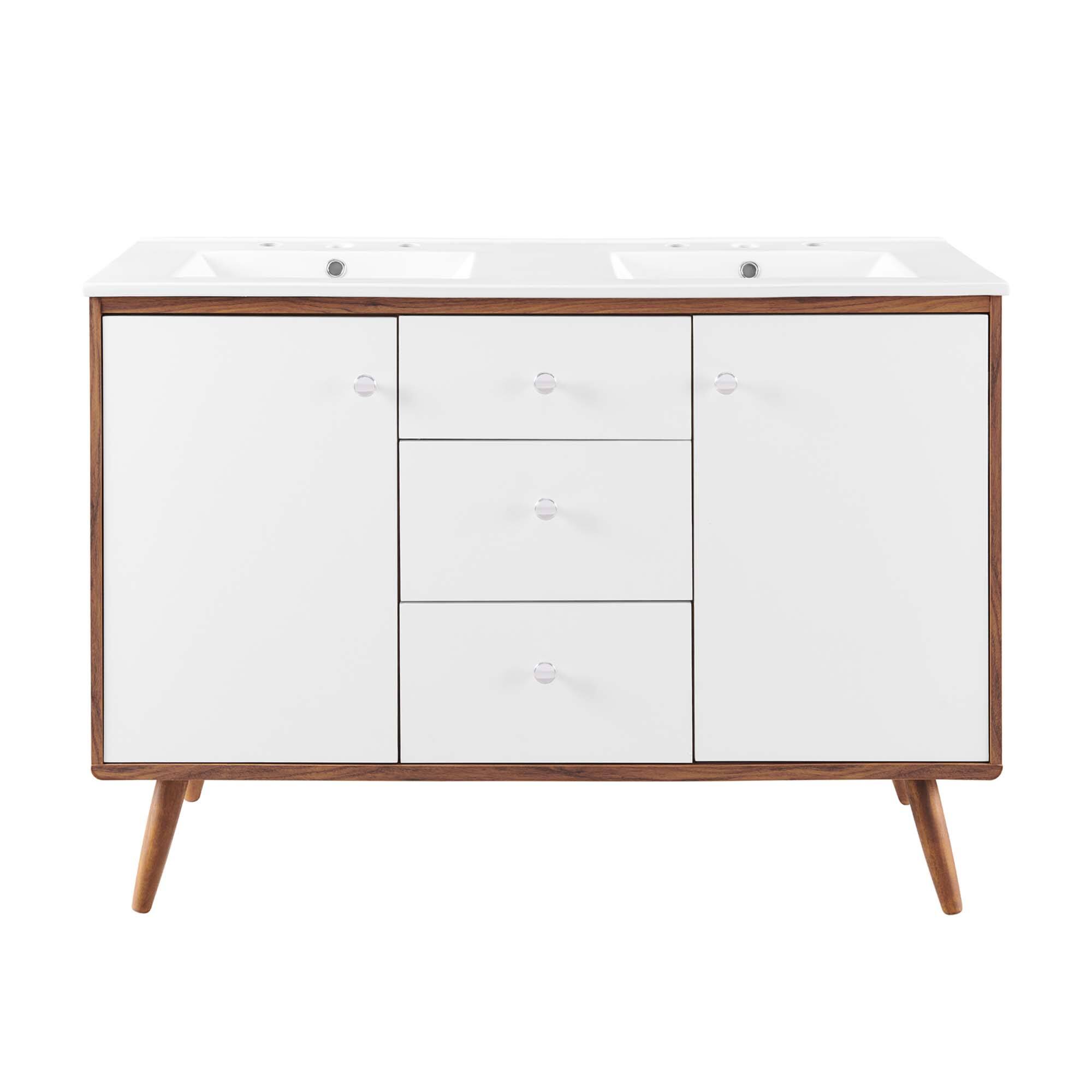 Alt View 2. Modway - Transmit Bathroom Vanity Basin Included - Walnut White.