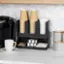 Left. Mind Reader - Cup and Condiment Station, Countertop Organizer, Coffee Bar, Kitchen, Stirrers, 13"L x 6.4"W x 11.5"H - Black.