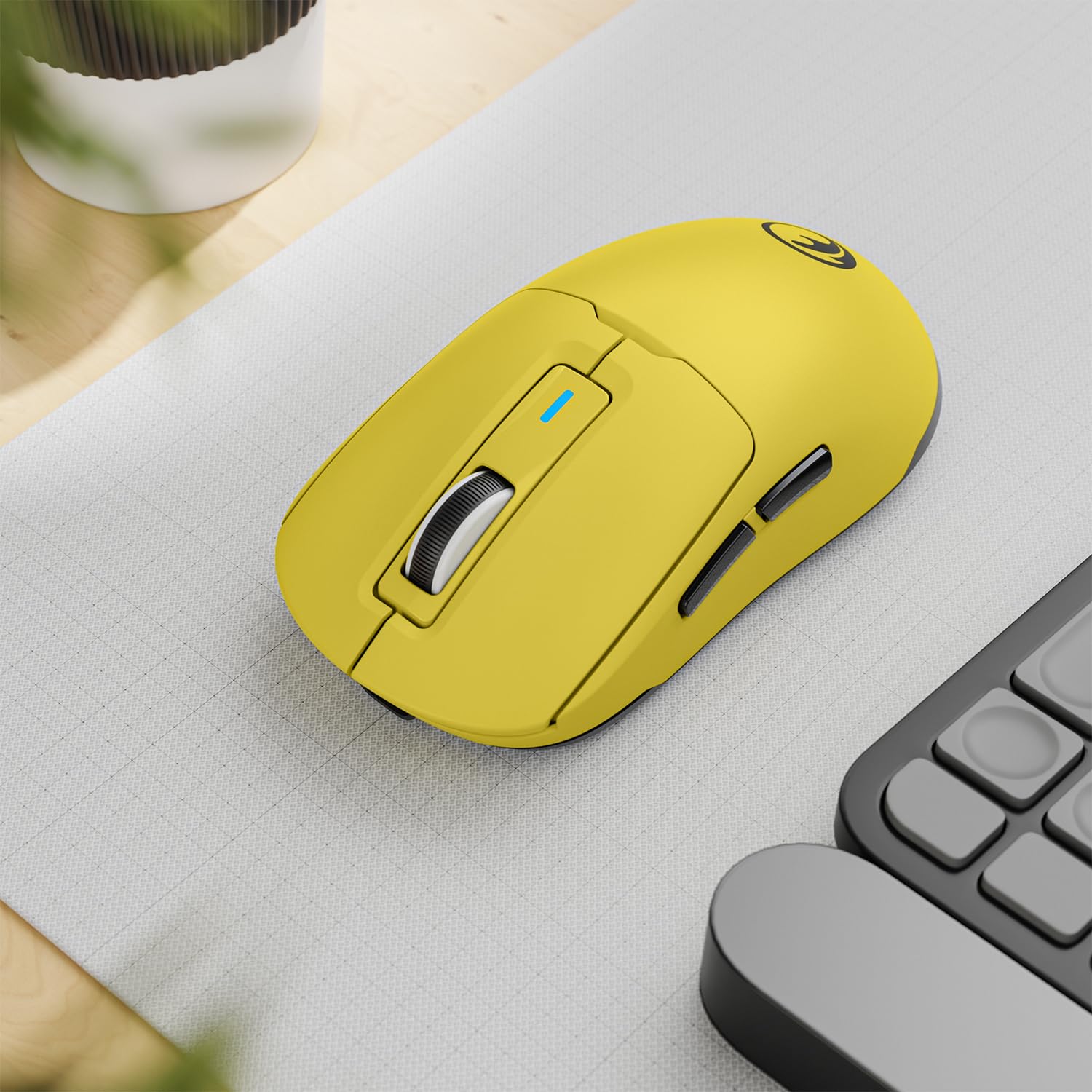 Alt View 5. HM 1810 - G59 4gbt Gaming Mouse Rechargeable Type-c Game Adjustable Max 60g Lightweight Buttons Pc Computer Laptop Win - Yellow&Black.