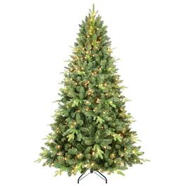 Boyel Living - 4 ft. Pre Lit Classic Christmas Tree with 200 UL Warm White Lights 636 Tips PE PVC Hinged Branches Metal Stand - Green