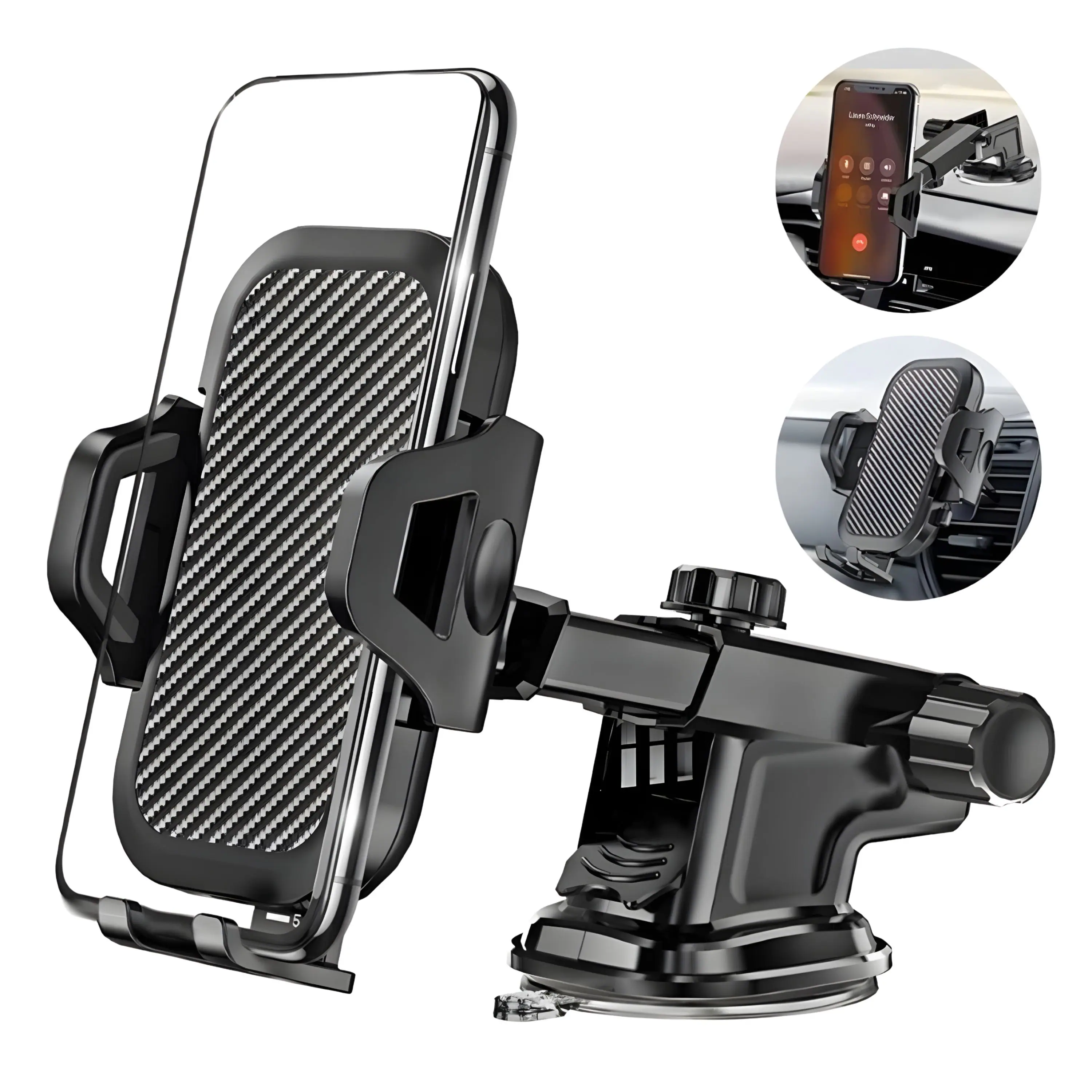 Angle. Kitcheniva - 3 In 1 Universal Car Dash Phone Mount Holder - Black.