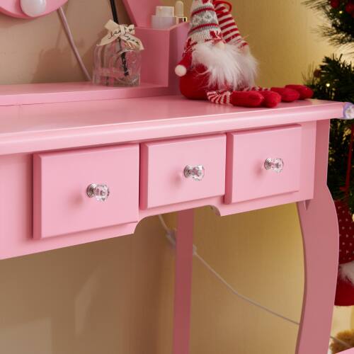 Alt View 2. Winado - Little Kids Girls Vanity Table Set Makeup Dressing Desk with Stool & Mirror with 3 Drawers for Christmas Birthday Gift - Pink.