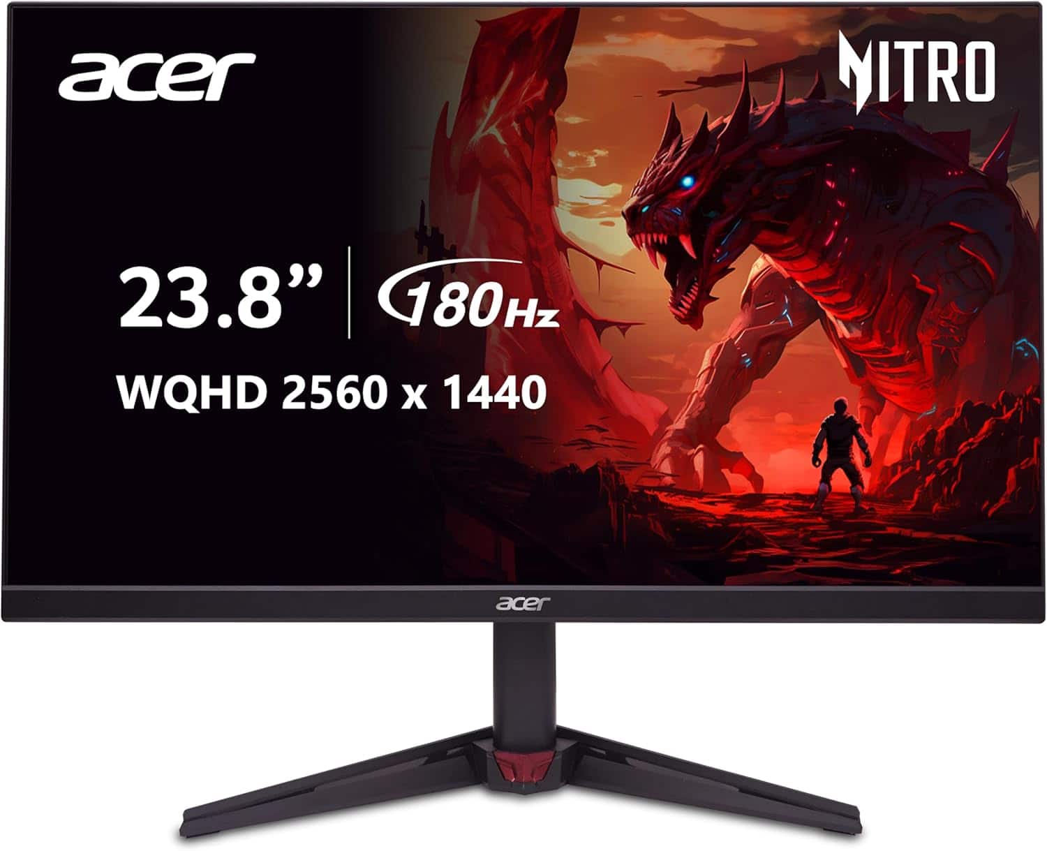 Acer - Refurbished Excellent - Refurbished Nitro VG240YU 23.8" LCD Gaming Monitor 75Hz 2560x1440 - Black