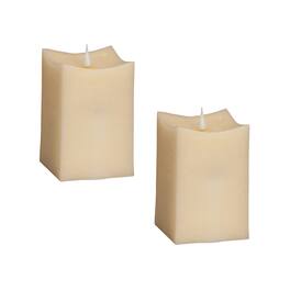 BreeBe - Simplux LED Squared Candle with Moving Flame and Remote (Set of 2) - Beige