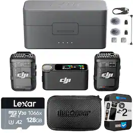 DJI - Mic 2 (2 TX + 1 RX + Charging Case) All-in-one Wireless Microphone 2-Year Extended Warranty Accessory Bundle