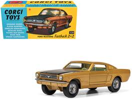 Ford Mustang Fastback 2+2 and Black Diecast Model Car by Corgi - Gold Metallic