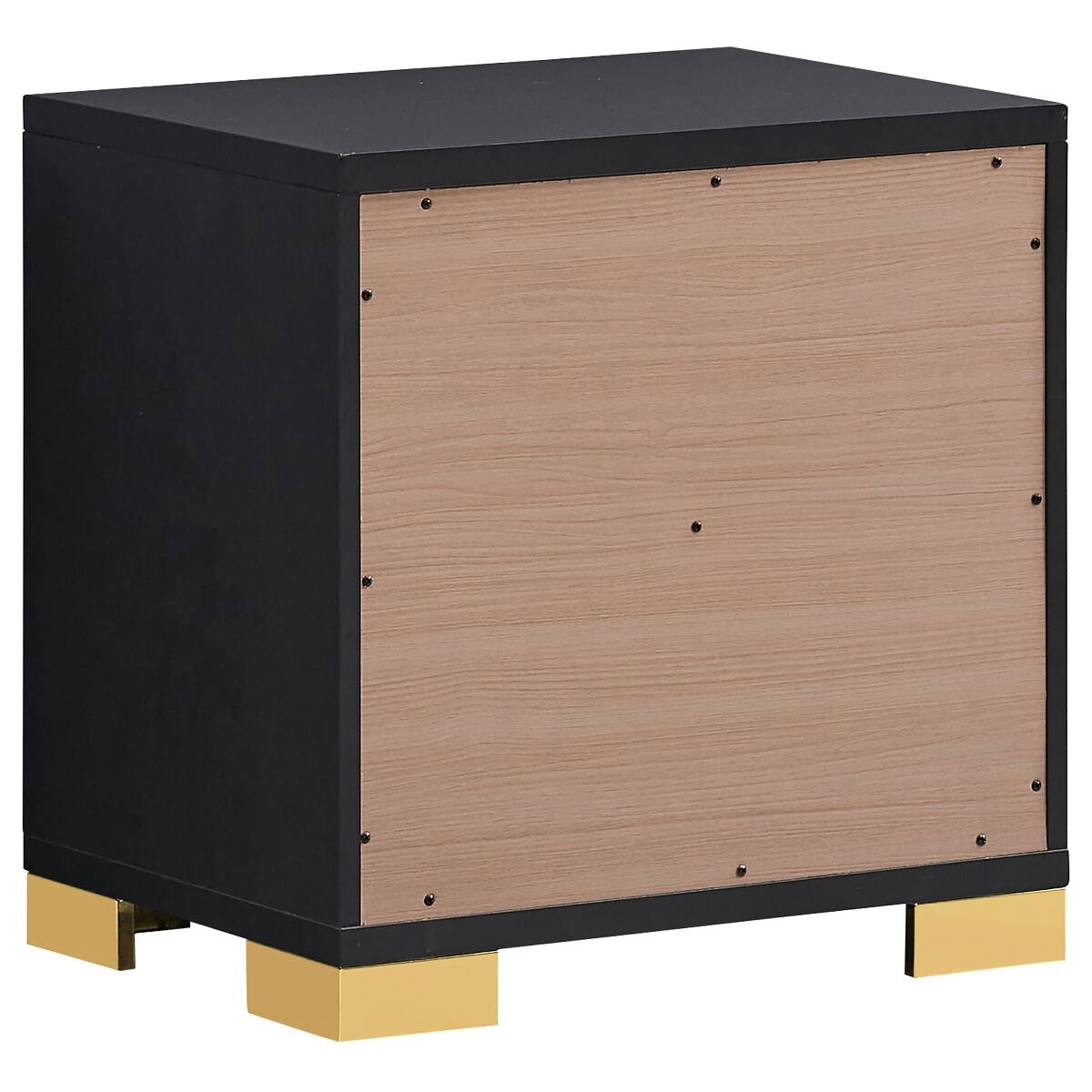 Alt View 4. Loheer - Loheer Black Two Drawer Nightstand with Gold Accents for Modern Bedrooms - Black.
