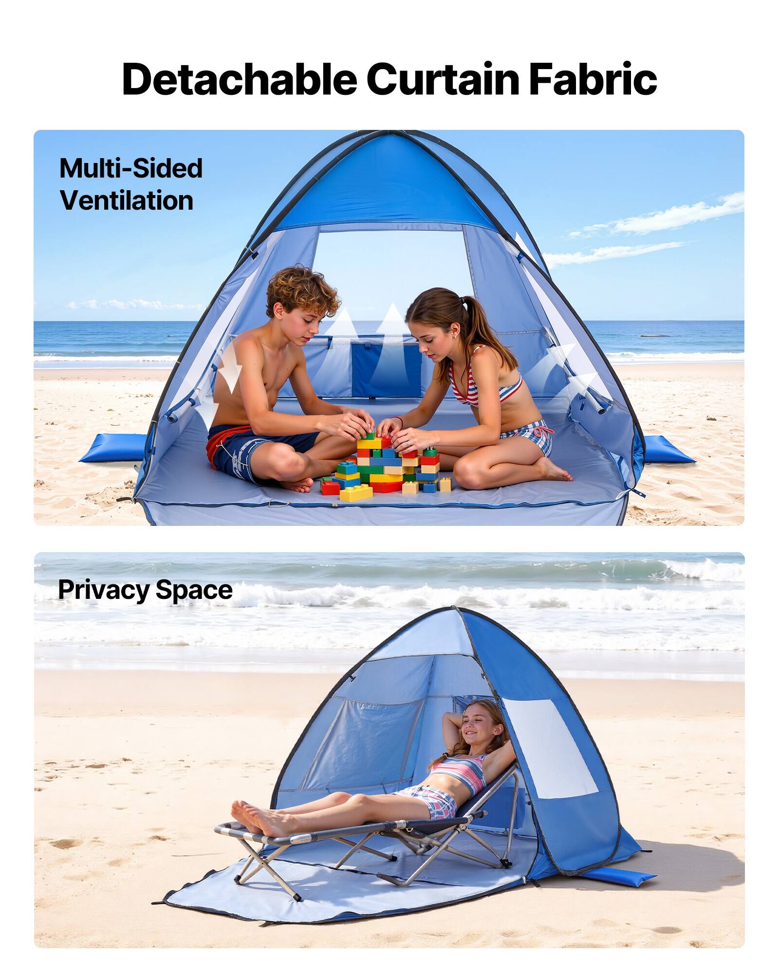 Detachable Curtain Fabric

Multi-Sided Ventilation

Privacy Space