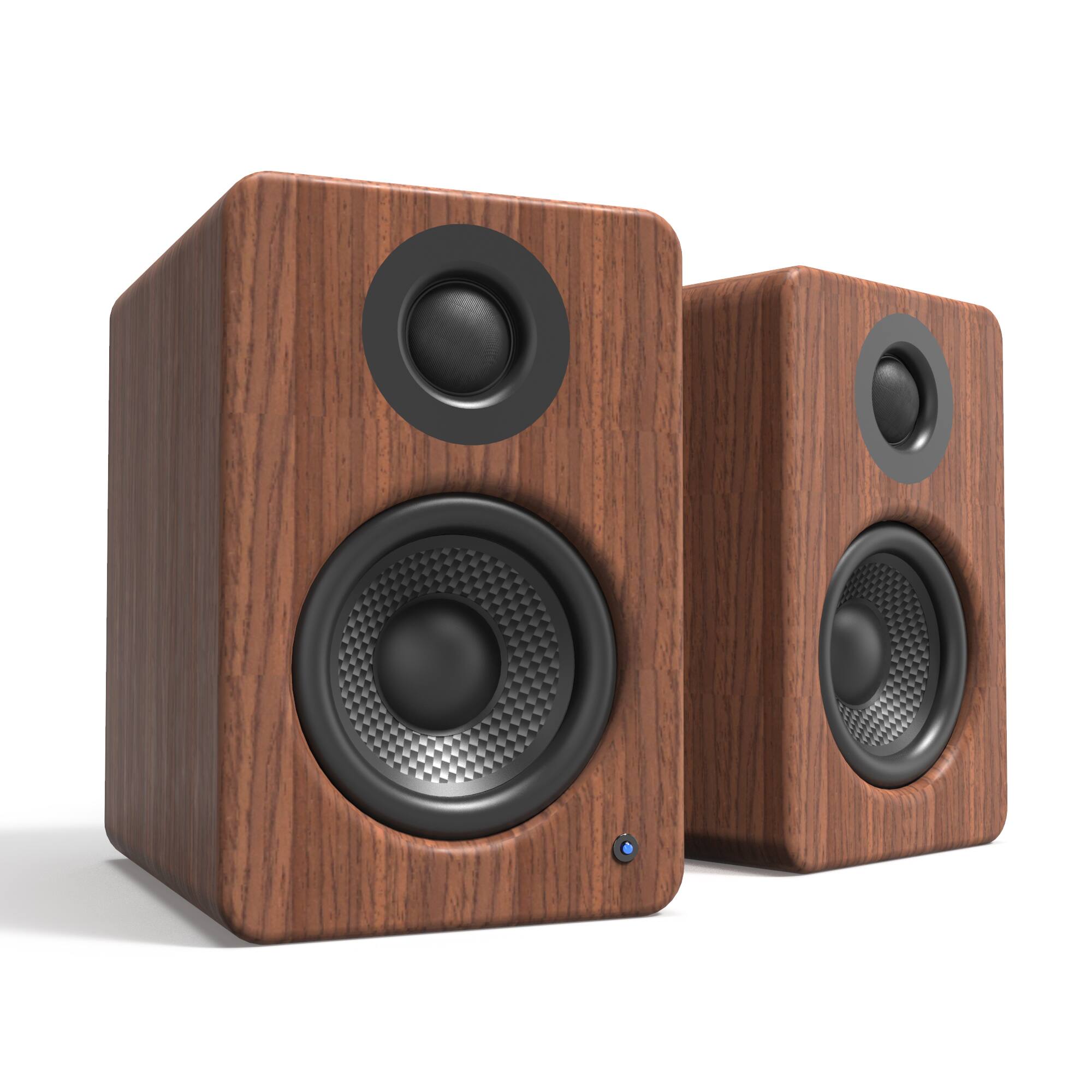 Angle. Kanto - Kanto YU2 Powered Desktop Speakers - Pair (Walnut) - Walnut.