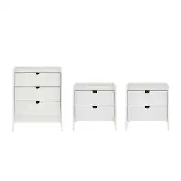Manhattan Comfort - Coney Mid-Century Modern 3-Piece Dresser Set - White