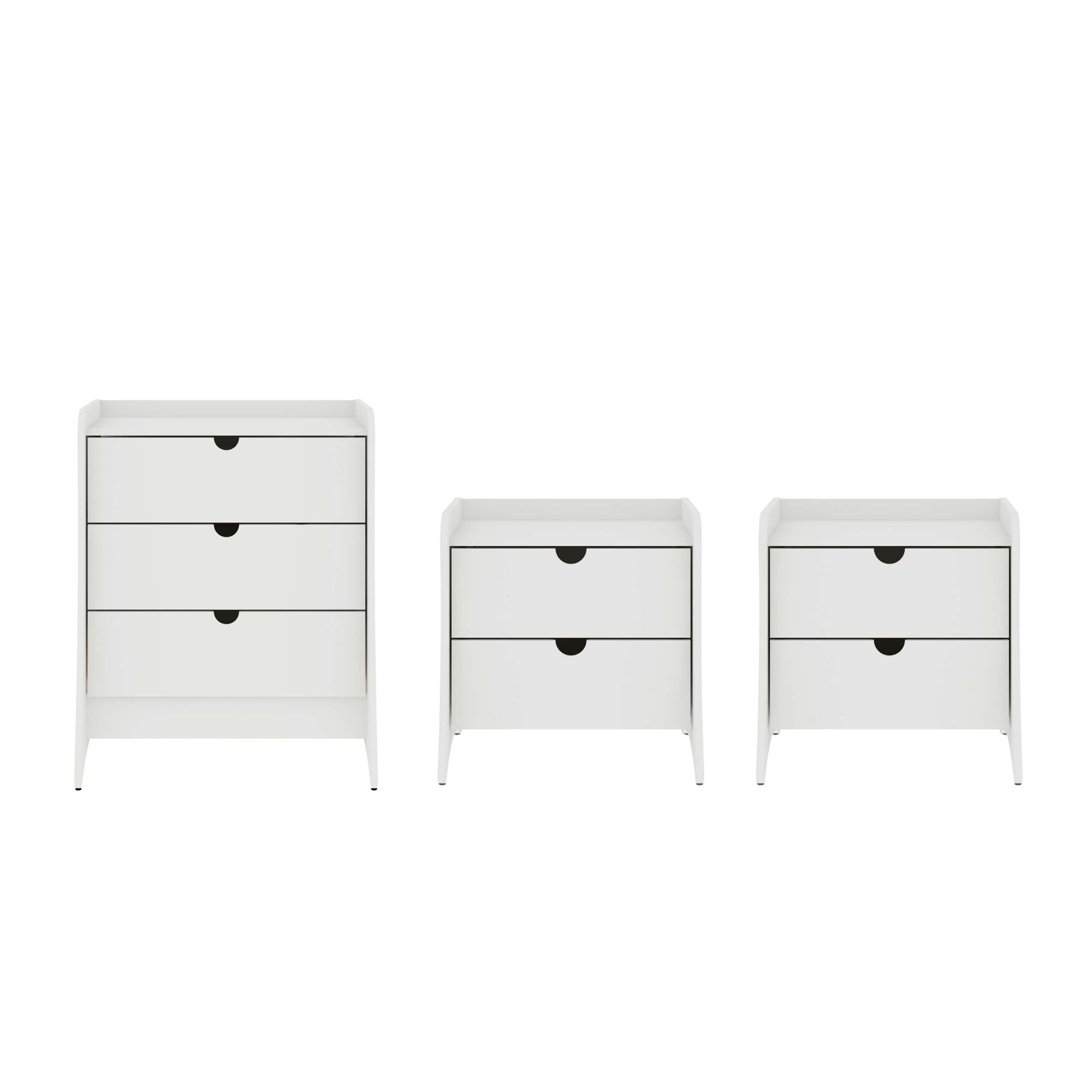 Front. Manhattan Comfort - Coney Mid-Century Modern 3-Piece Dresser Set - White.