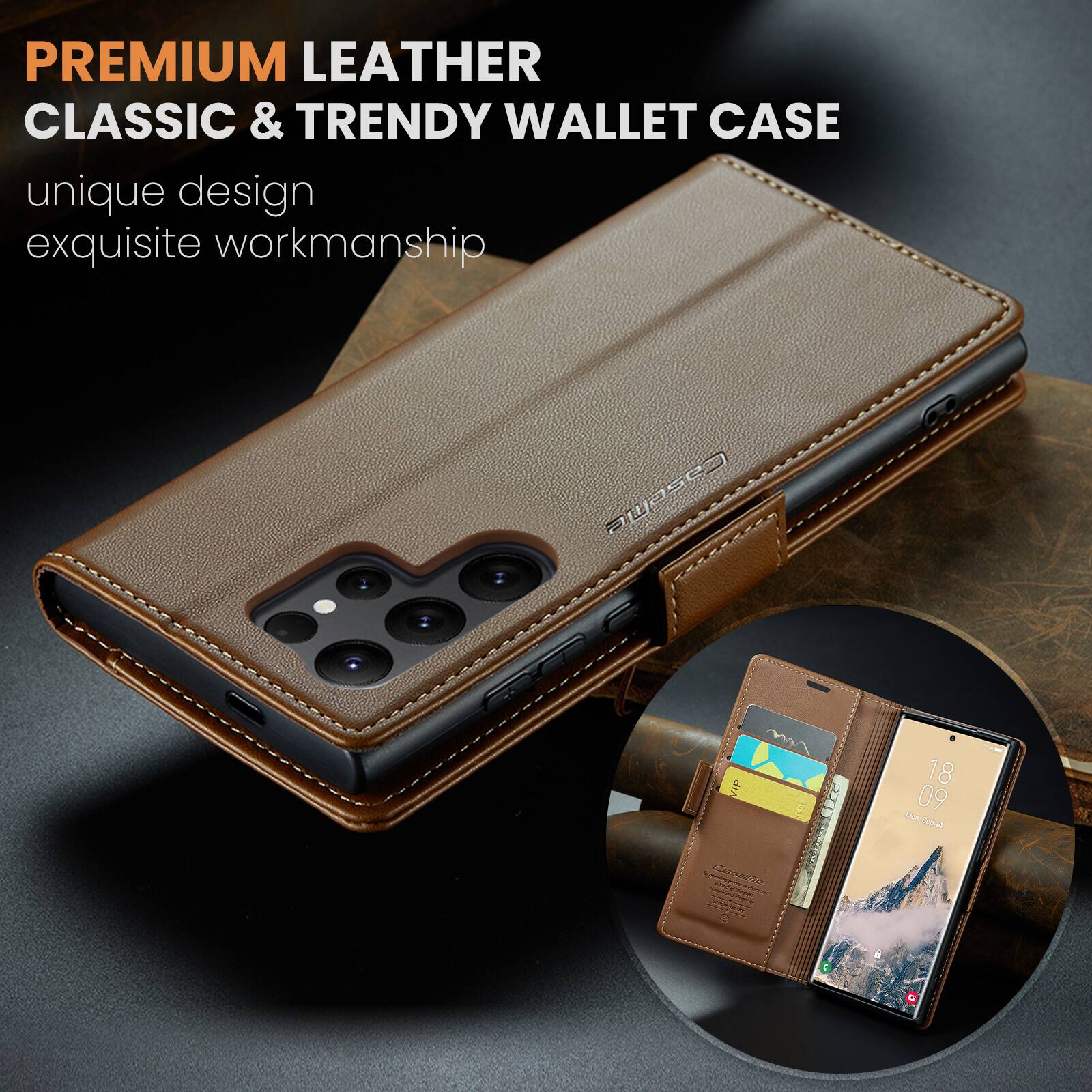 PREMIUM LEATHER CLASSIC & TRENDY WALLET CASE  
unique design exquisite workmanship  

Caseme COMPANY  
VIP Crache  
18 09 Mon.Sep14