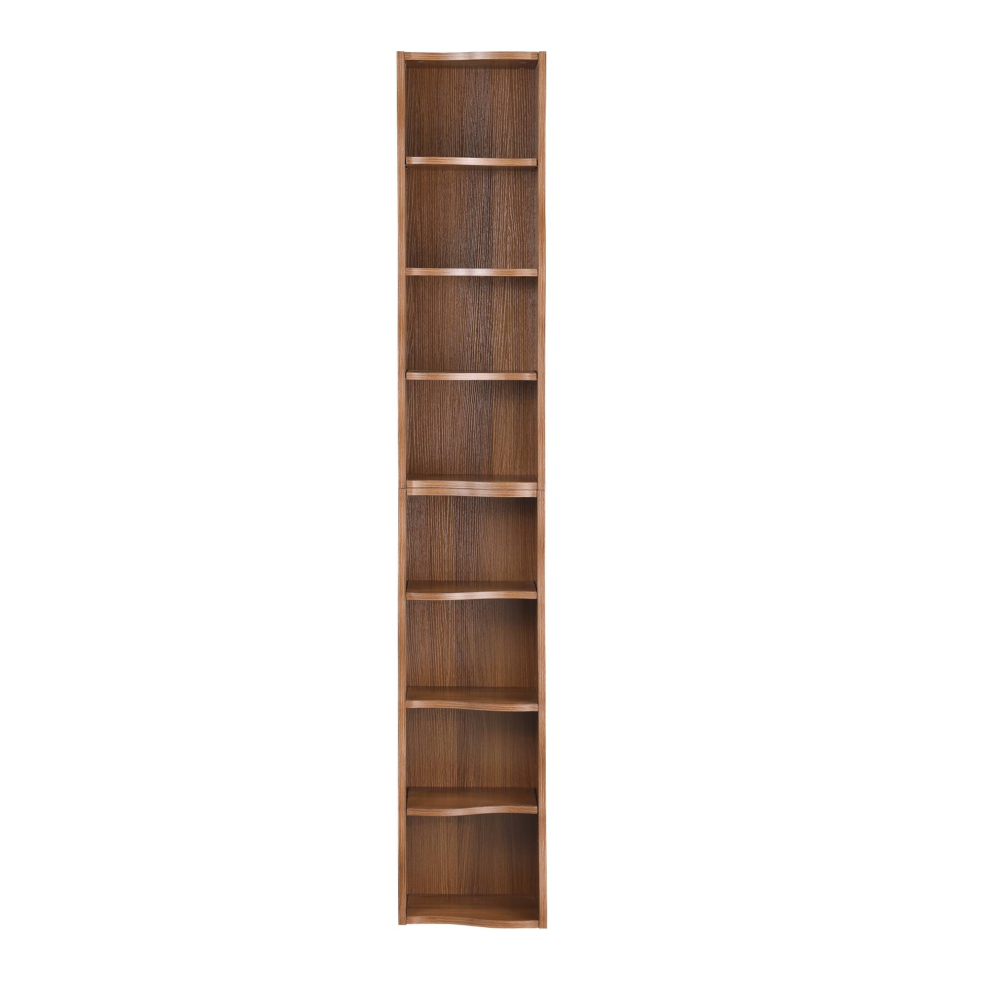 Alt View 6. GOODSILO - Ultra-Thin Adjustable Shelf Bookcase with Wavy Border Design for Home and Office Storage Solutions - Walnut.
