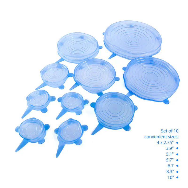 Set of 10 convenient sizes:  
4 x 2.75"  
3.9"  
5.1"  
5.7"  
6.7"  
8.3"  
10"