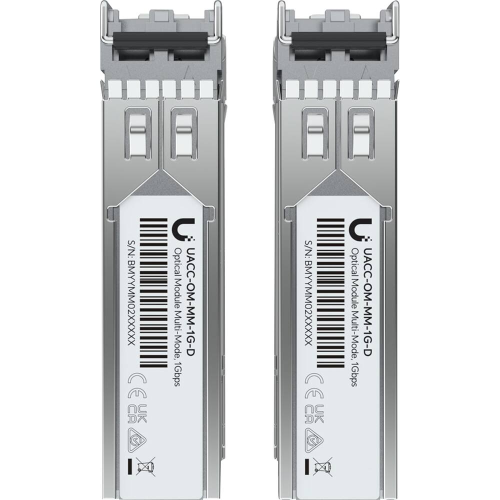 S/N: BMYYMM02XXXXX  
Optical Module UACC-OM-MM-1G-D Multi-Mode 1Gbps  
CE CA UK  

S/N: BMYYMM02XXXXX  
Optical Module UACC-OM-MM-1G-D Multi-Mode 1Gbps  
CE CA UK